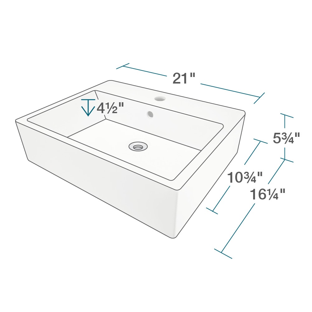 MR Direct White Porcelain Vessel Rectangular Traditional Bathroom Sink ...