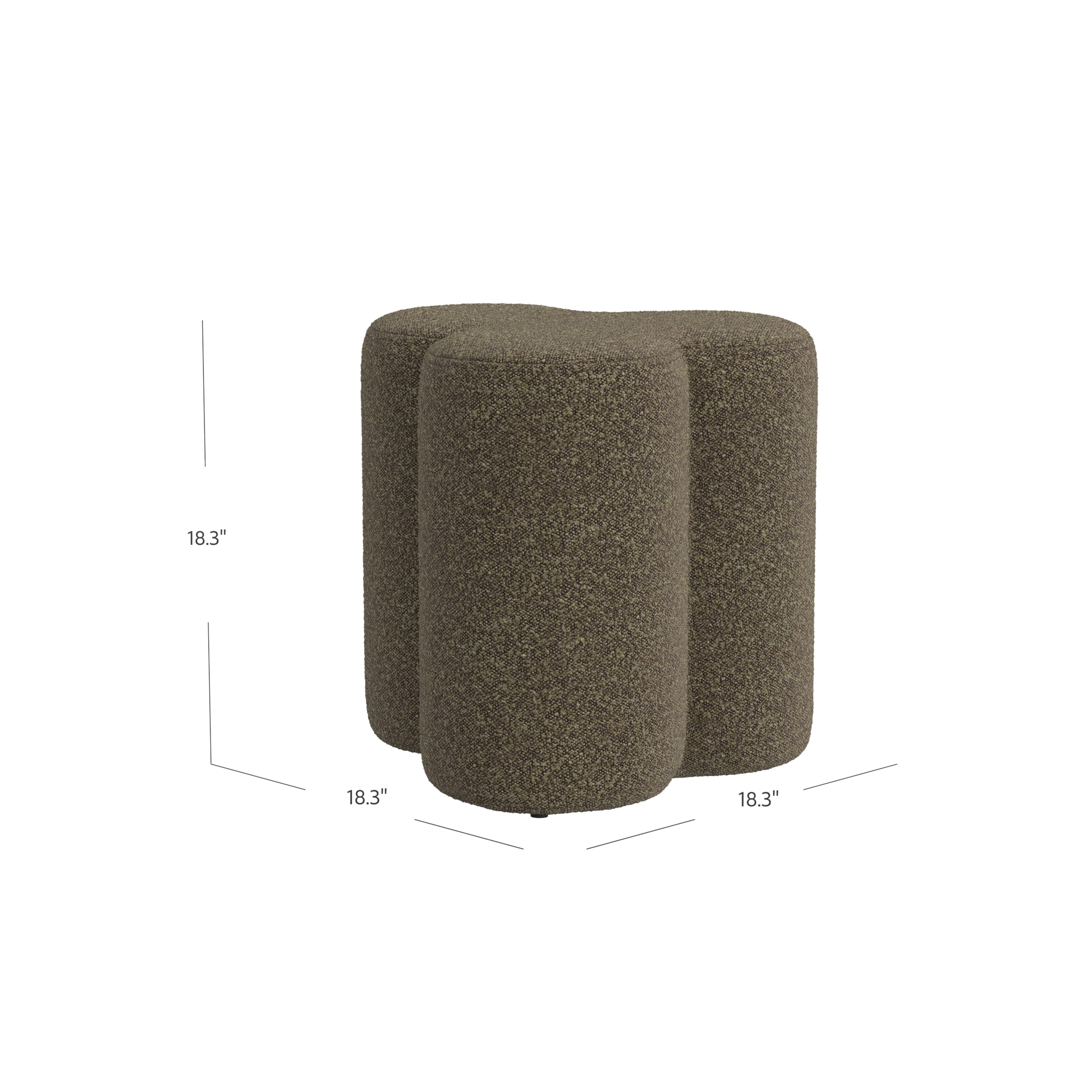 Dark Brown Boucle Square Accent Ottoman with Foam Frame