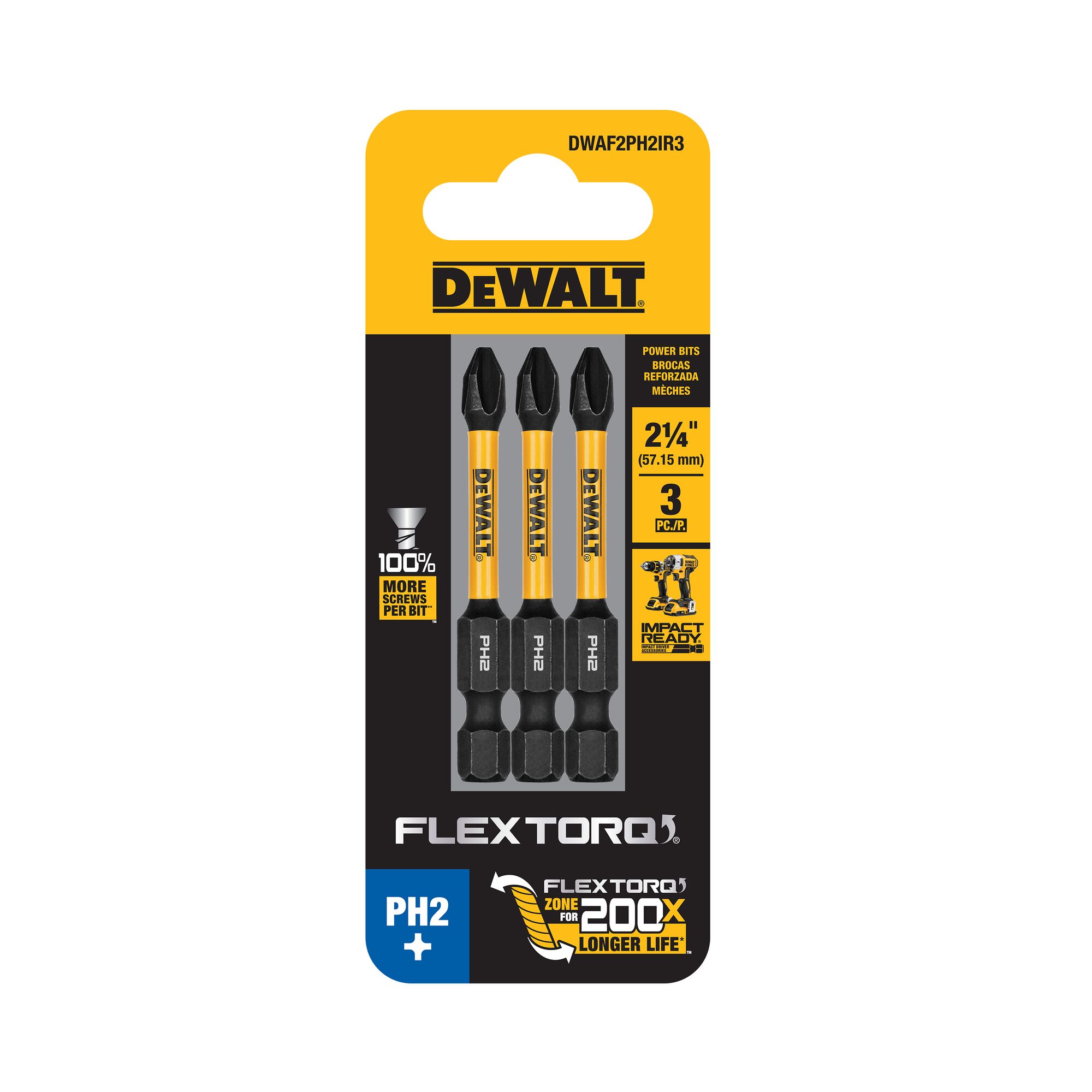 DEWALT Flextorq 1/4-in x 2-in Phillips Impact Driver Bit (3-Piece) in the  Impact Driver Bits department at