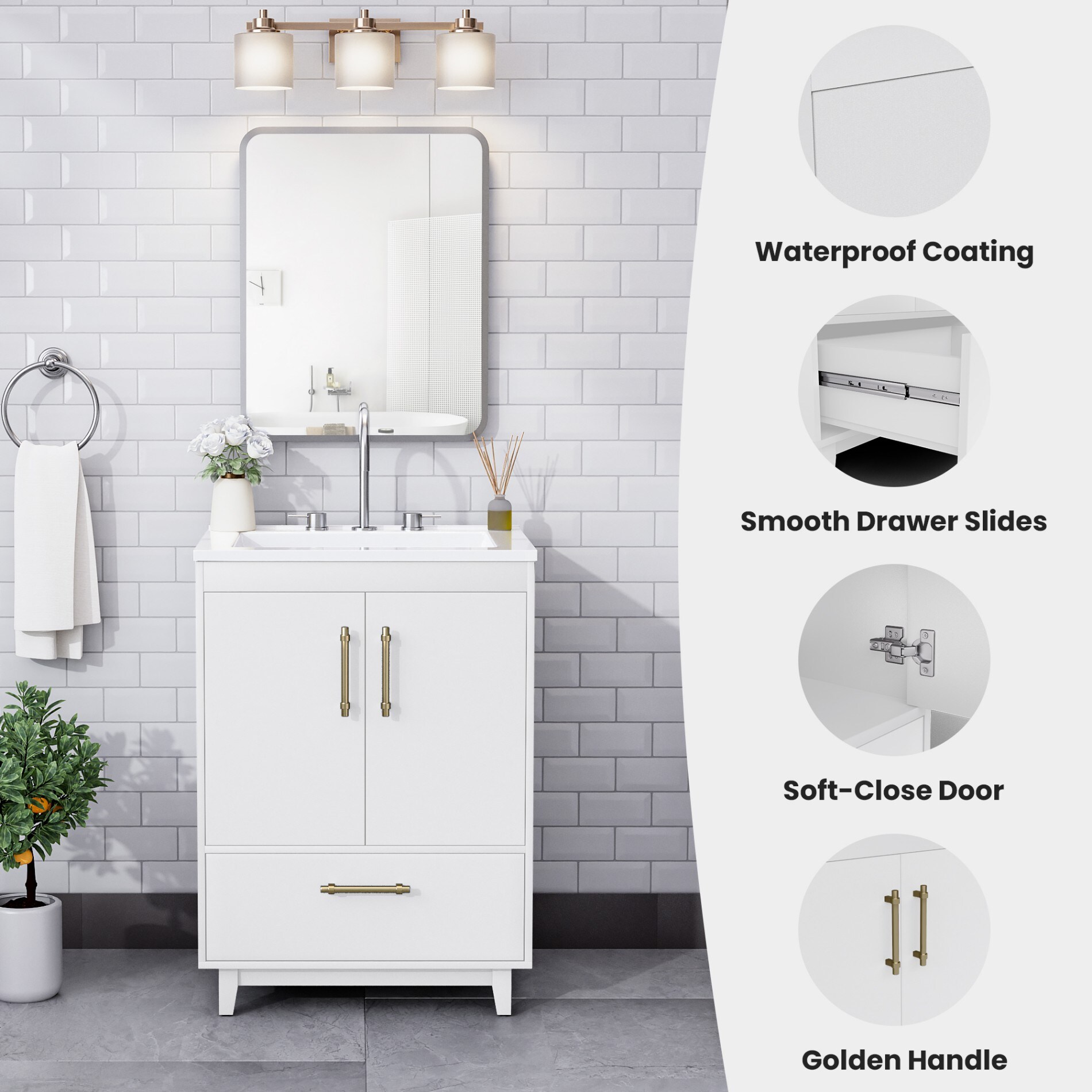 Serwall 24LZKD-WH Bath-Vanity-Combo - View #6