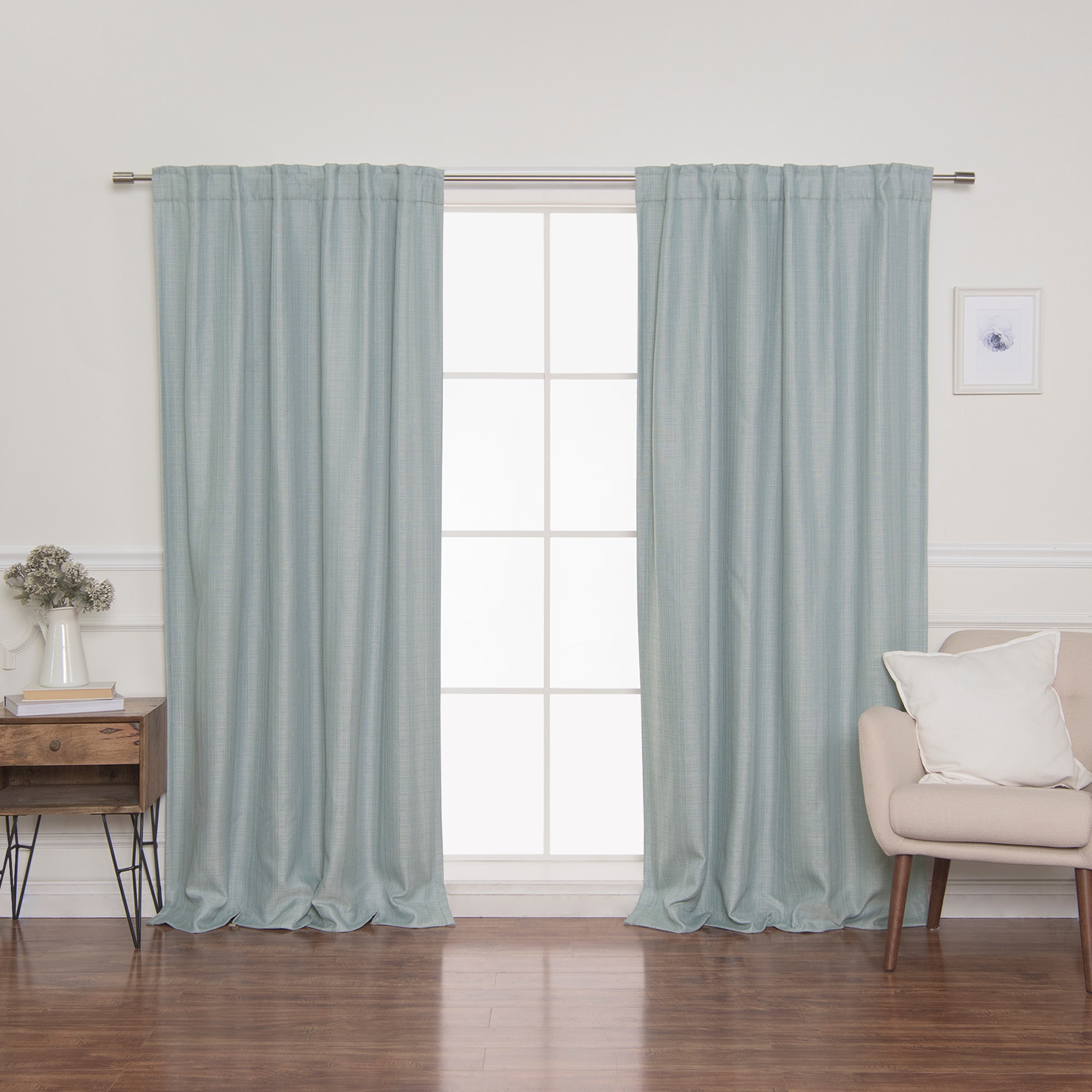 Best Home Fashion JC-08-BAK-84-MINGR 84-Inches Mint Blackout Thermal lined Back tab Curtain panel pair