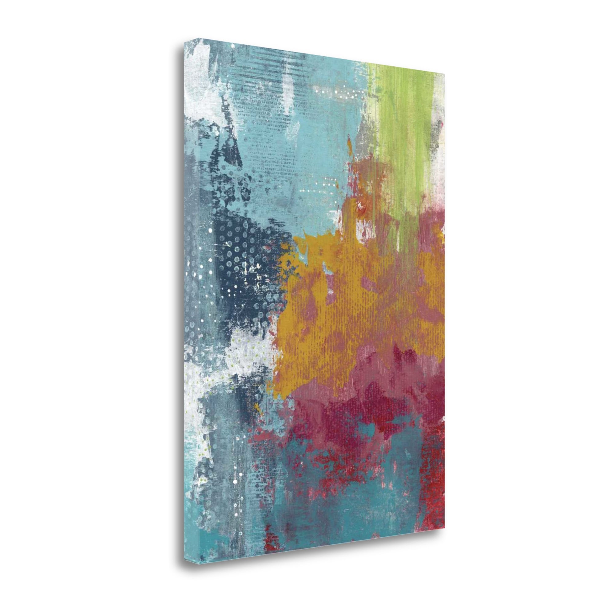 Tangletown Fine Art SBSO1248-2129C Lime Green Waterfall Abstract Sarah Ogren 29-in H x 21-in W Abstract Print on Canvas