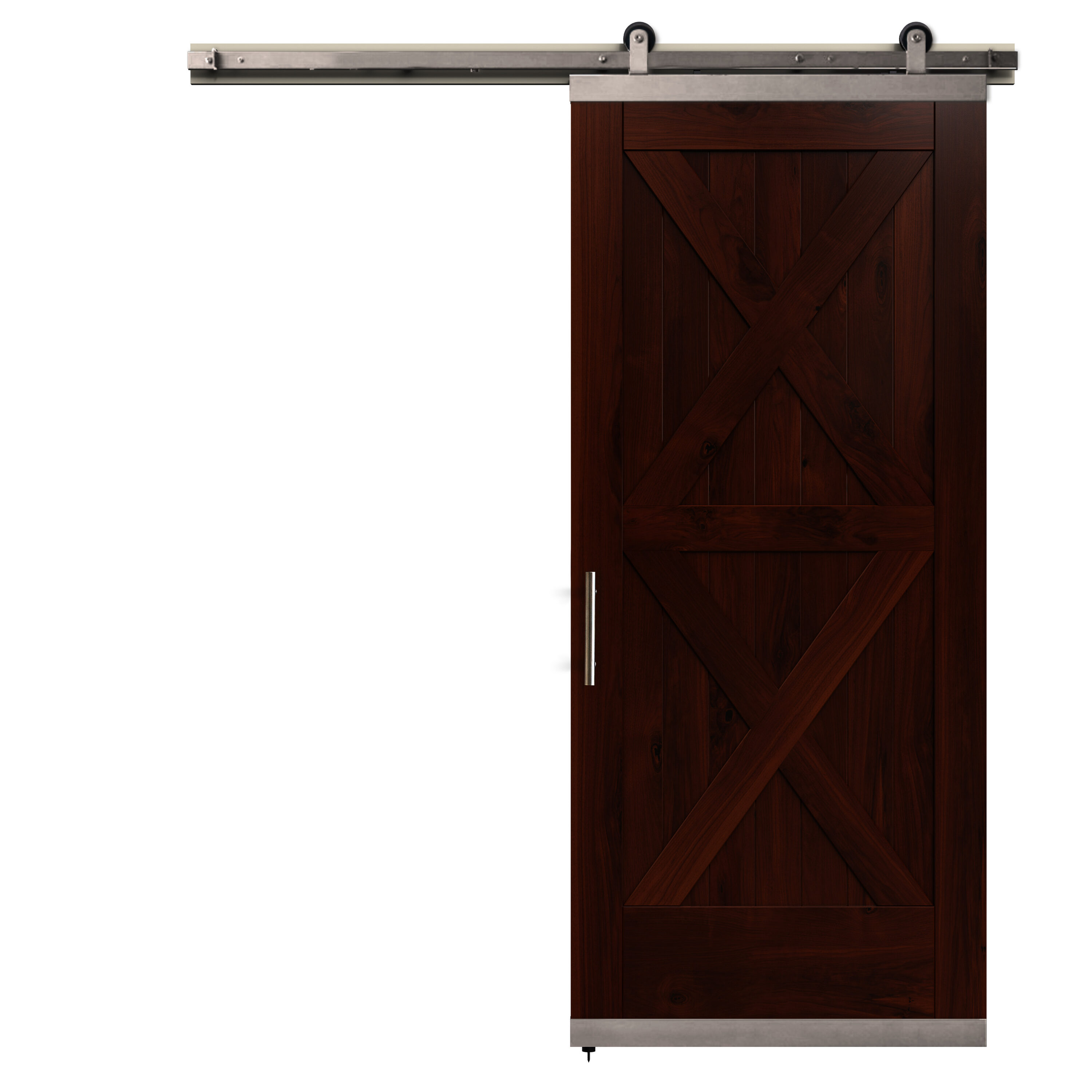 JELD-WEN LOWOLJW248600116 36-in x 96-in Chestnut Crossbuck Walnut Wood Solid core Single Barn Door (Hardware Included)