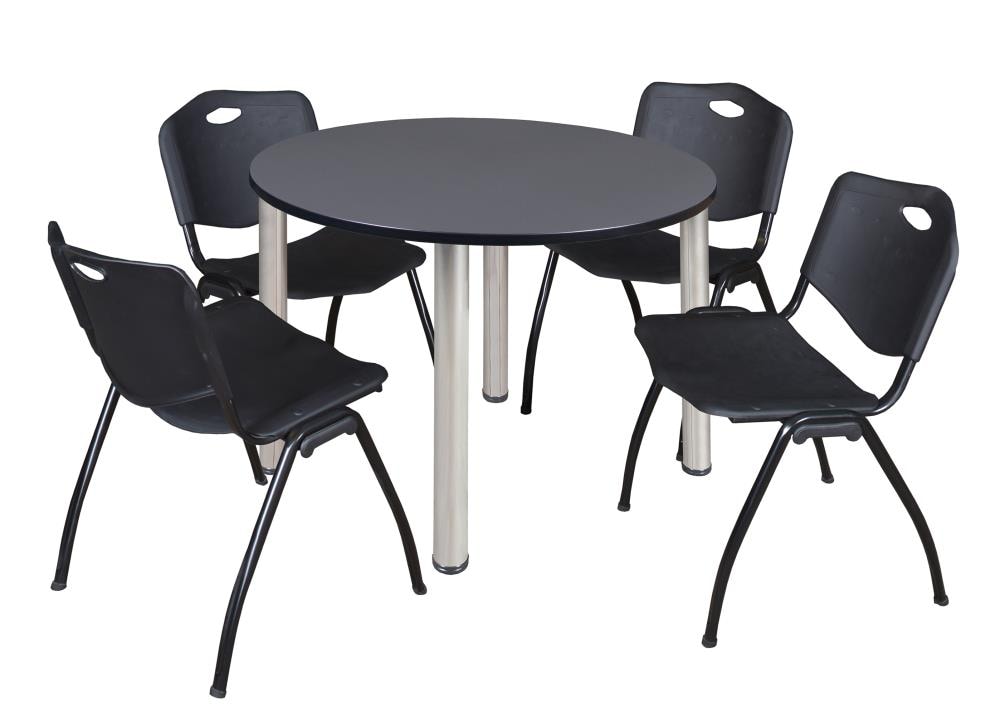 Regency TB48RNDGYBPCM47BK Breakroom Gray 4-Person Training Table (48-in W x 29-in H)