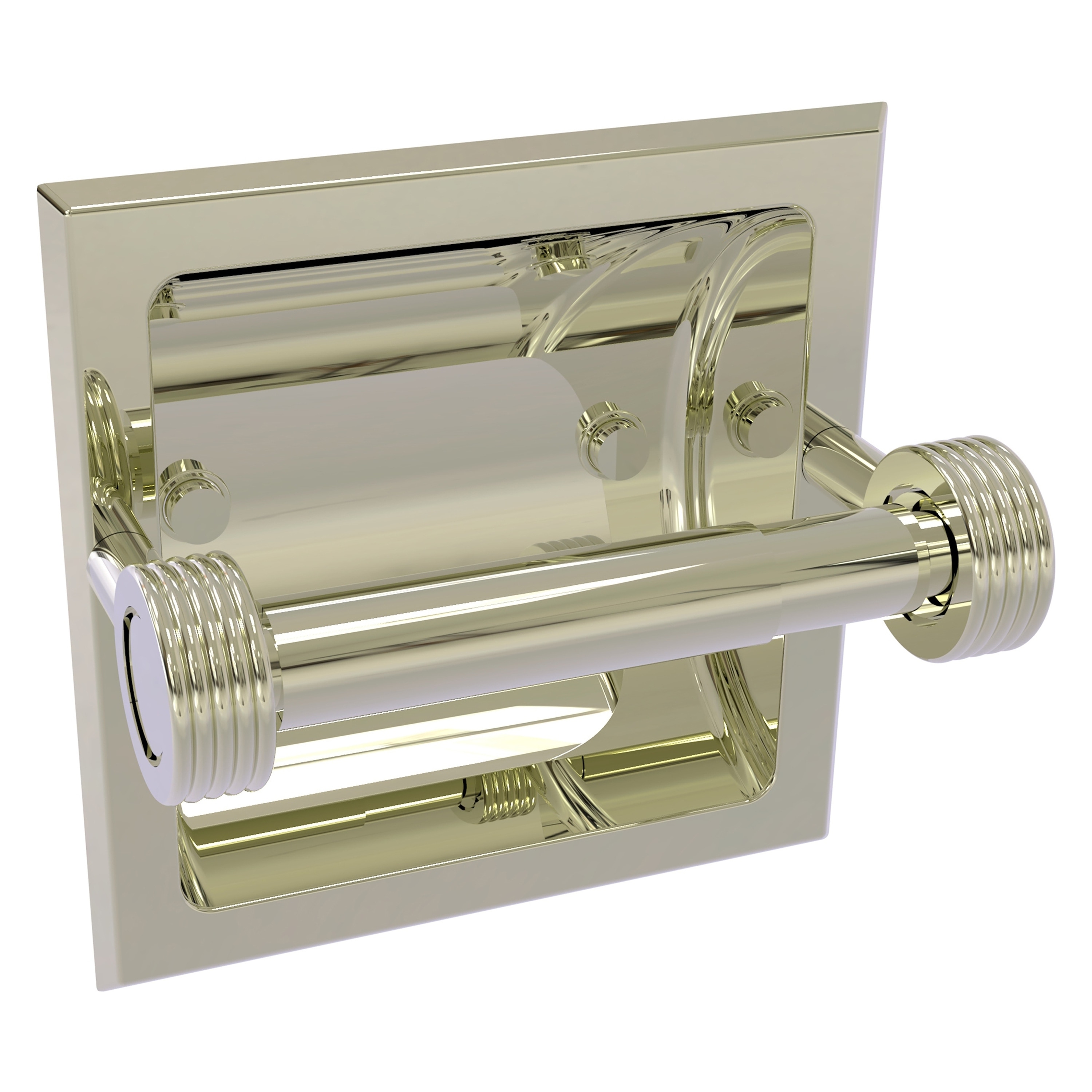 Allied Brass 2024-CG-PNI Continental Polished Nickel Recessed Double post Toilet Paper Holder 1 -Rolls with Storage