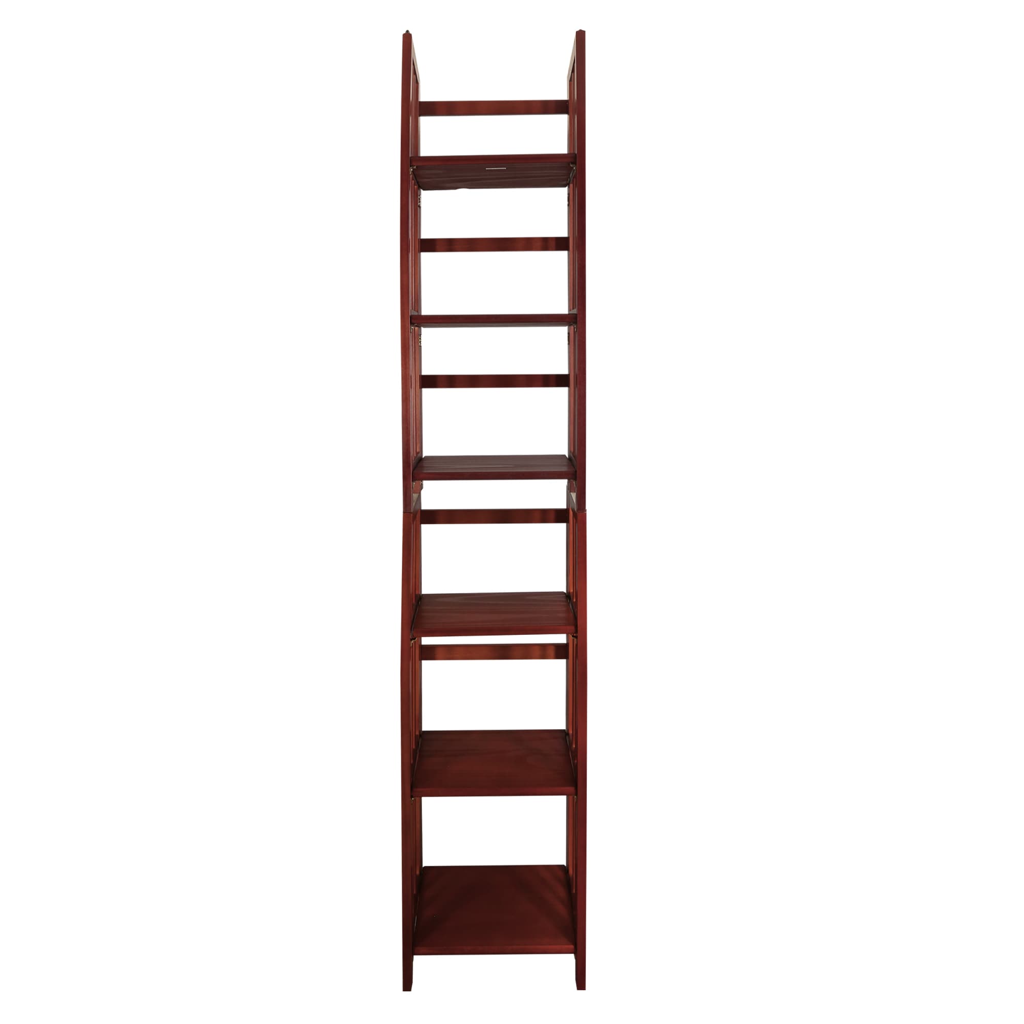 Walnut Finish 3-Shelf Solid Wood Stackable Folding Bookcase