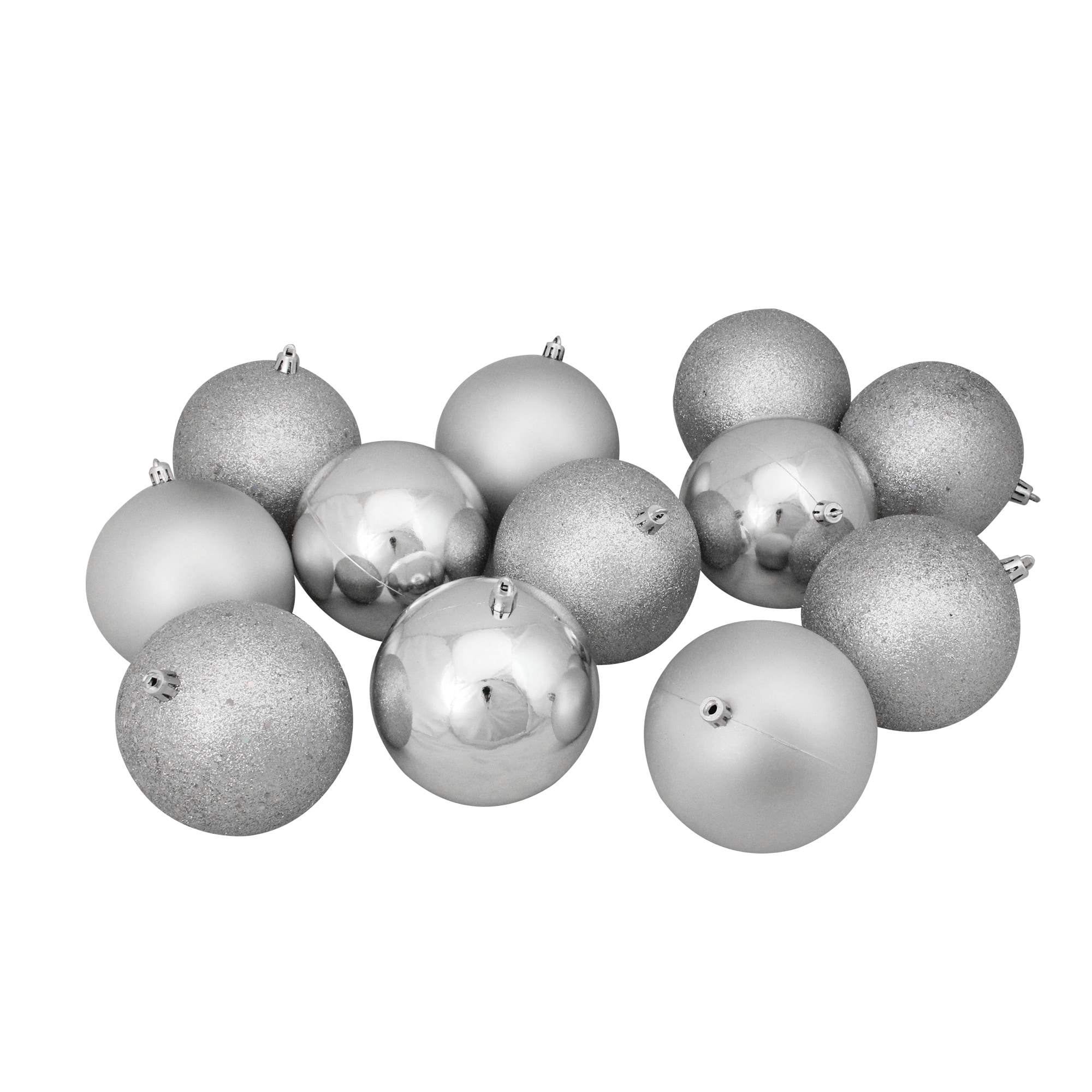 Northlight 31754052 12 -Pack Silver Ball Standard Indoor Ornament set Shatterproof