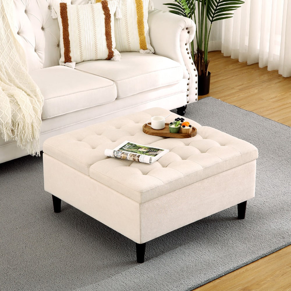 Garvee PHO-10L4PEZY White Modern Coffee Table with Storage