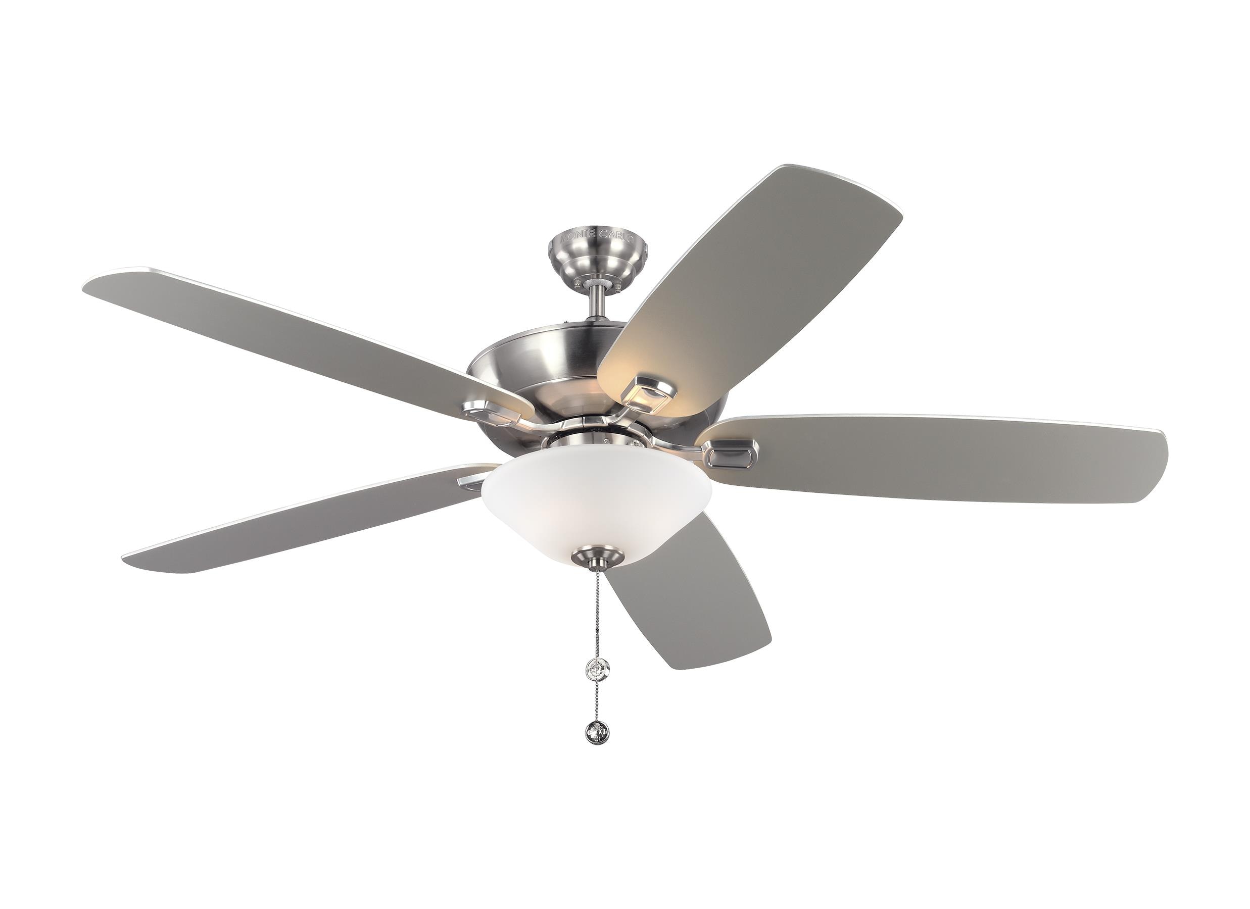 Generation Lighting 5CSM60BSD-V1 Colony 60-in Outdoor Downrod or Flush Mount Brushed Steel with American Walnut Blades Ceiling Fan With Light ( 5 -Blade )
