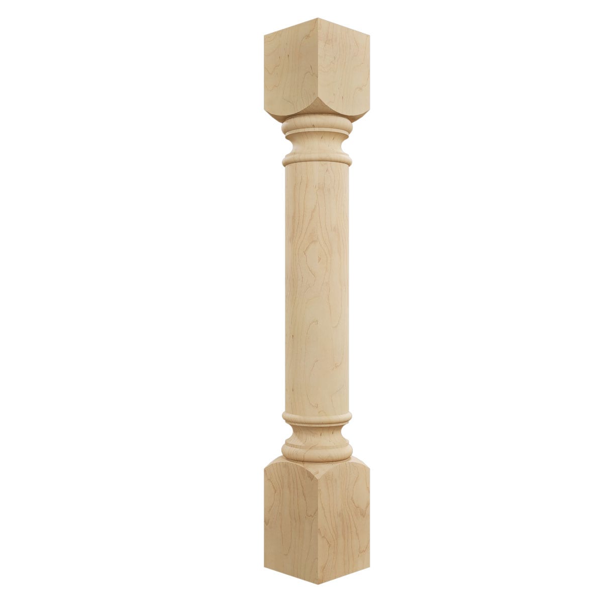 Ekena Millwork COL05X05X35TRMA Traditional Cabinet Column 3-ft x 5-in Unfinished Maple Wood Fluted Square Column