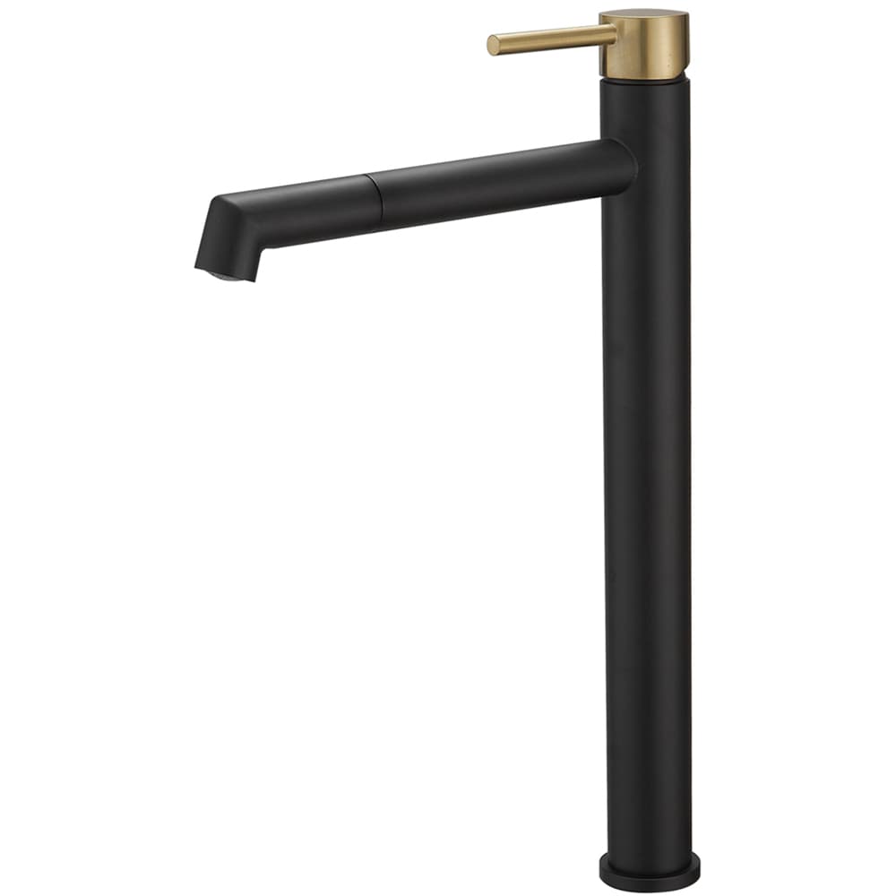 BWE A-96023H-GBK Black and Gold Vessel 1-handle WaterSense Low-arc Commercial/Residential Handle Bathroom Sink Faucet