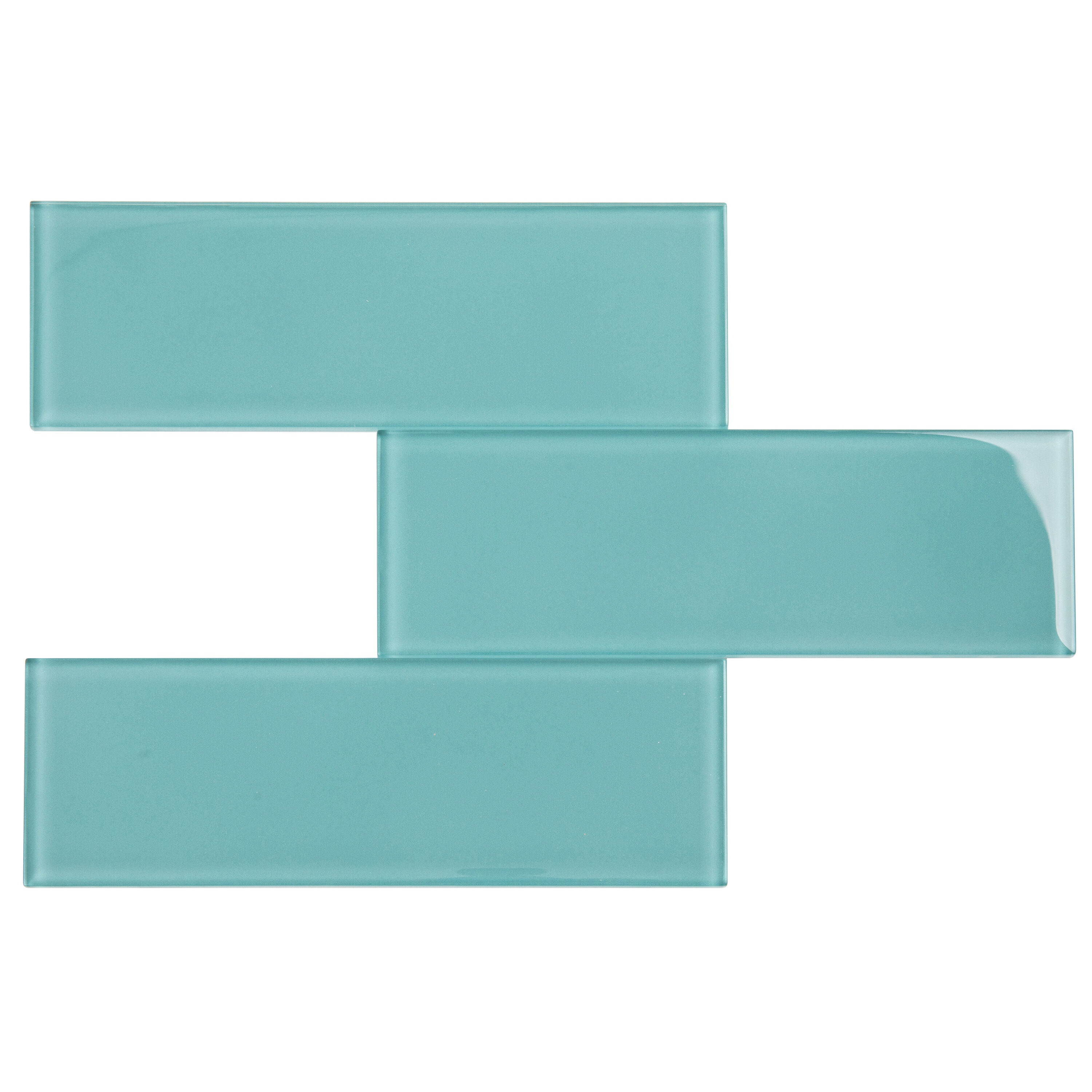 Giorbello Teal 3-in x 9-in Glossy Glass Subway Wall Tile (5-sq. ft/ Carton)