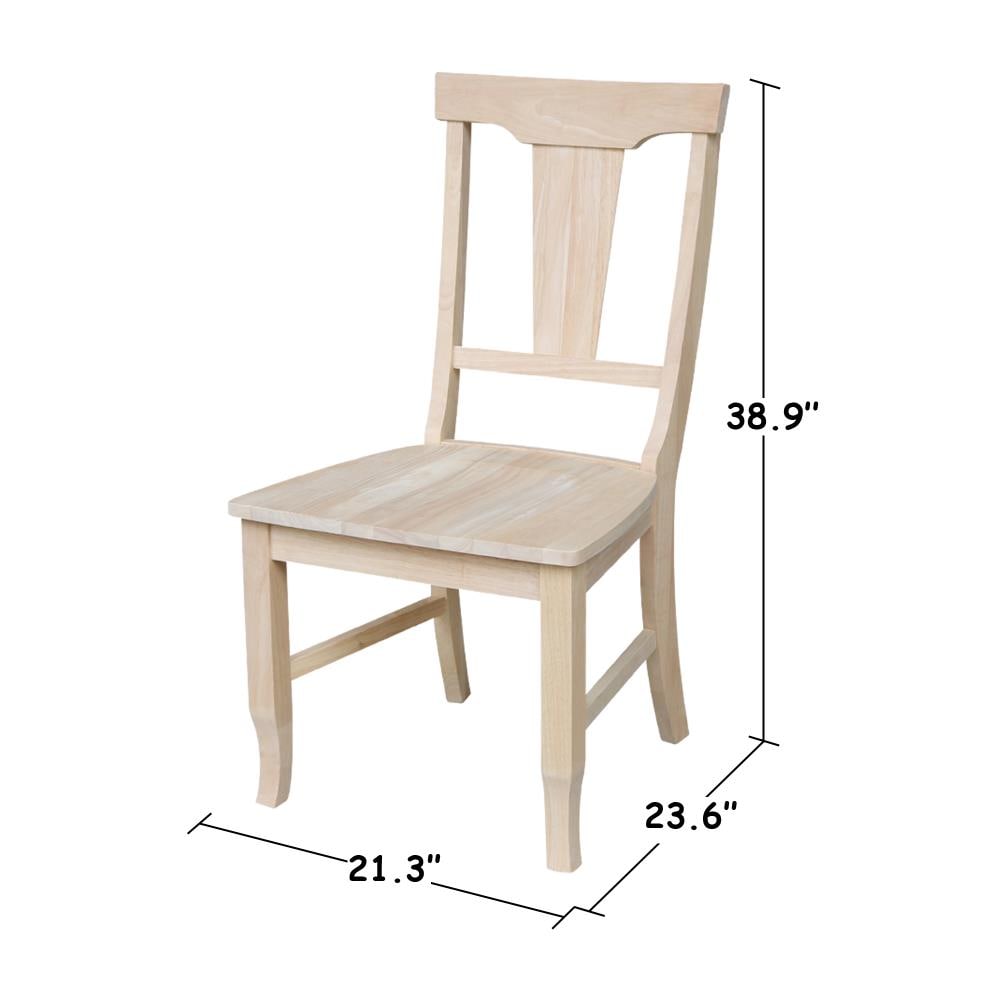Set of 2 Unfinished Solid Wood Panel Back Dining Chairs