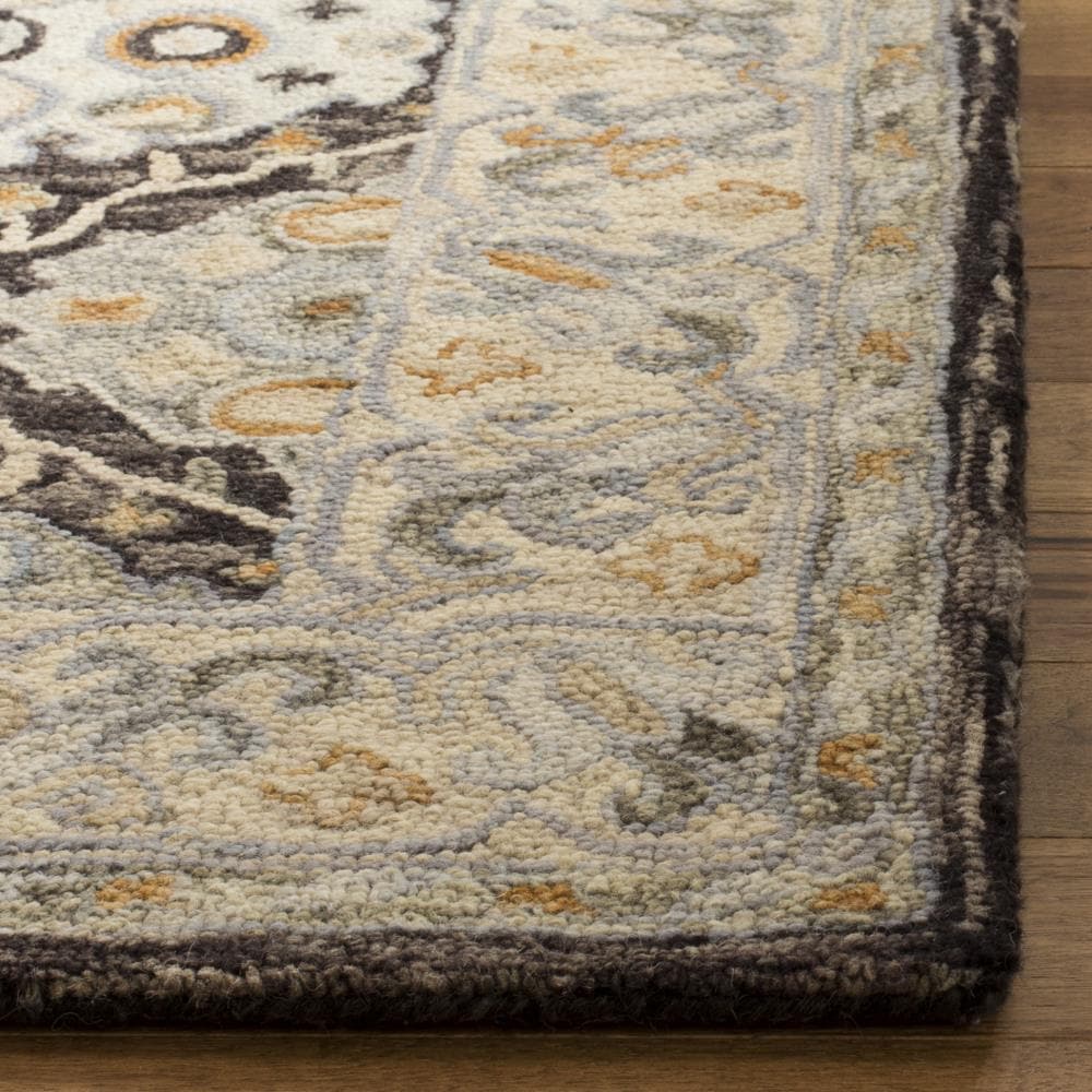 Aspen Beige and Brown 7' Square Hand Tufted Wool Rug