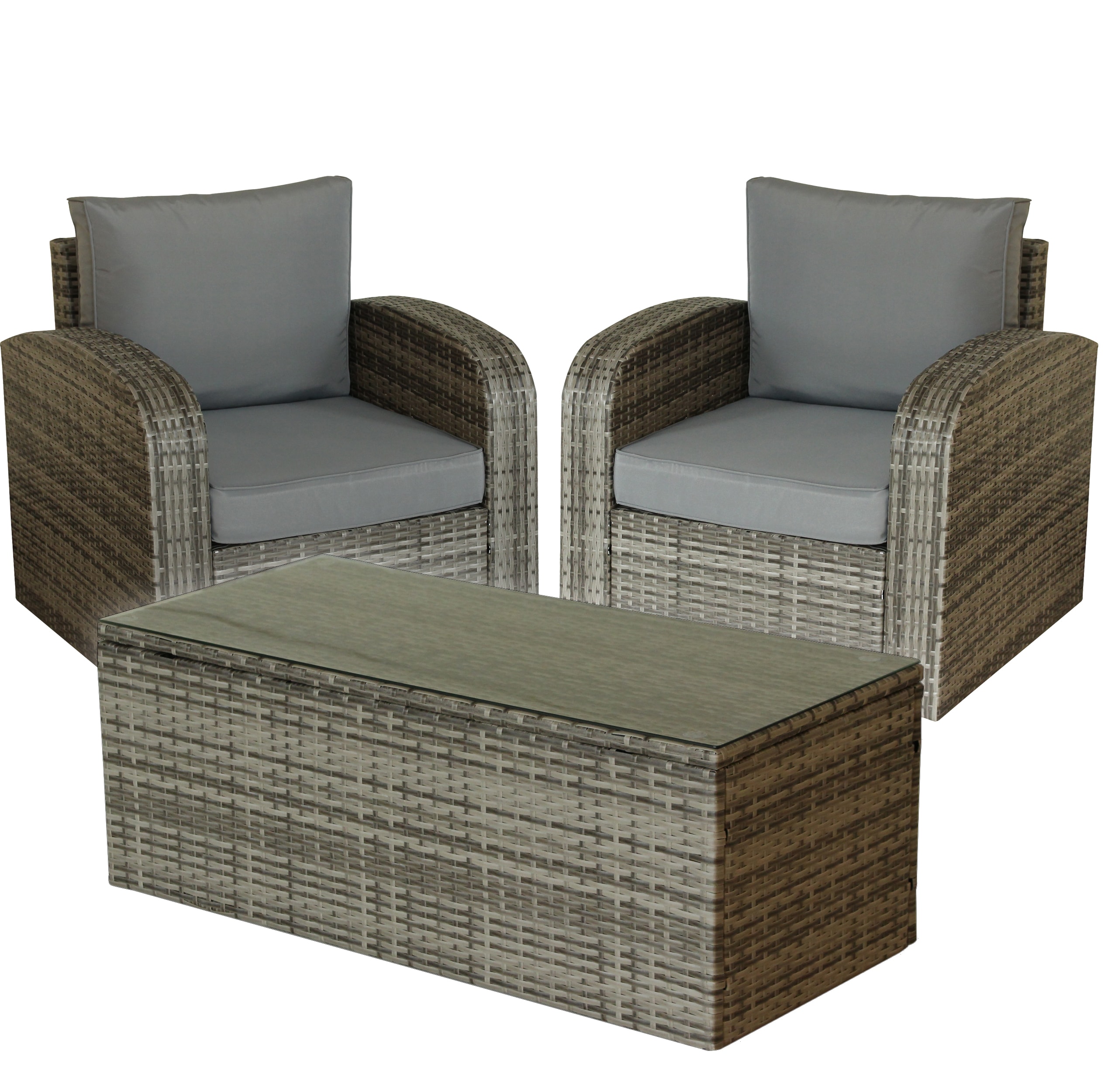 Luxury Living Furniture 3 Piece Wicker Rattan Outdoor Lounge Set at ...