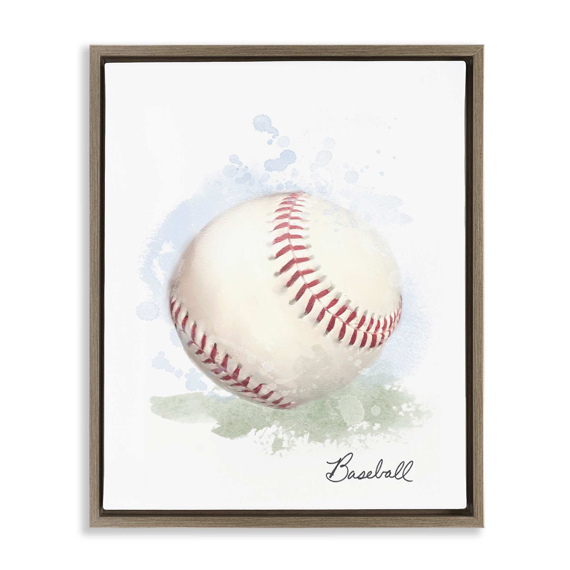 Stupell Industries BS-092-FFE-16X20 Soft Pastel Baseball Floating Frame design by Matthew Piotrowicz