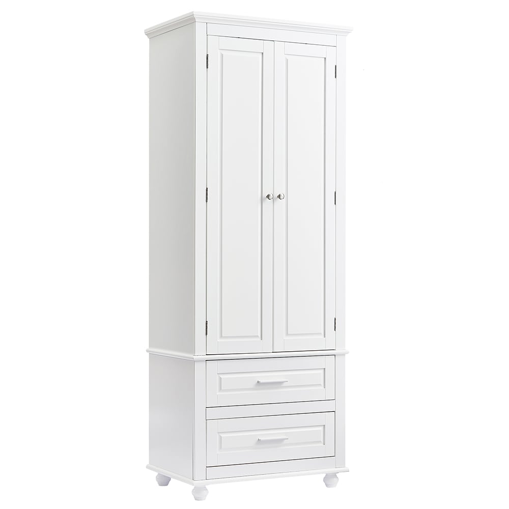 Large Freestanding Storage Cabinet with Glass Doors, Drawers and Open  Shelves, White - ModernLuxe