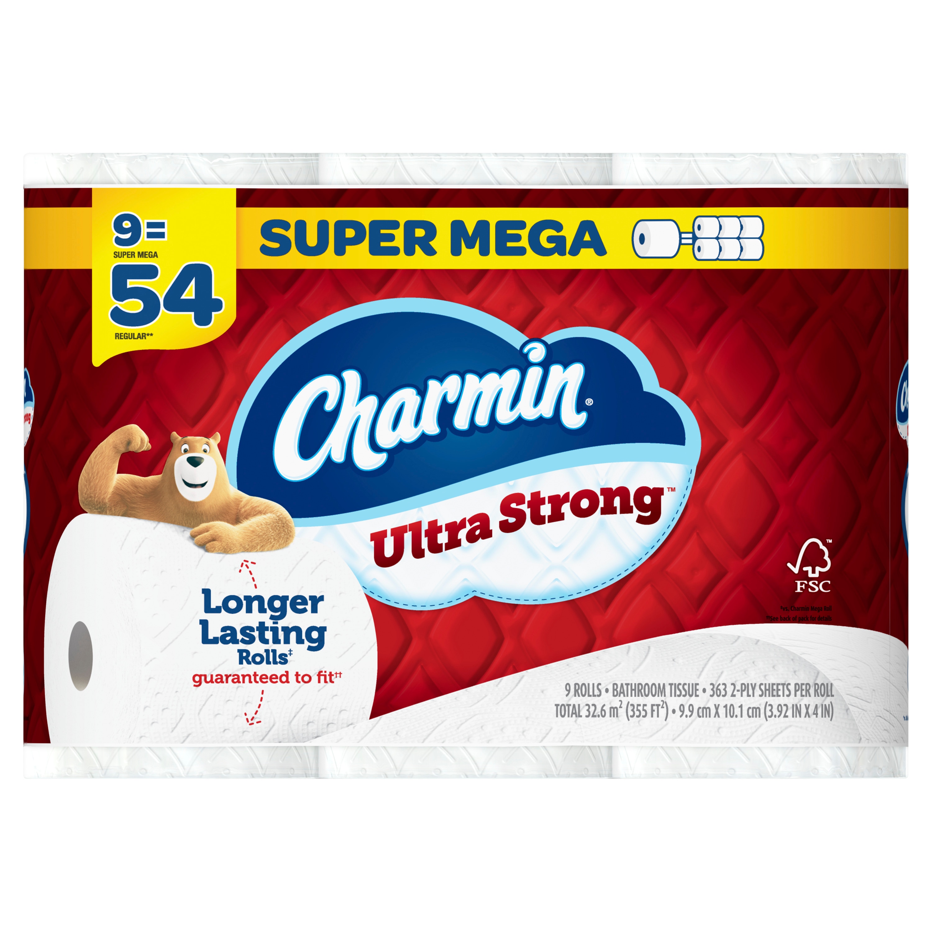 Charmin 3077204312 Ultra Strong Super Mega 9 -Pack 2-ply Toilet Paper