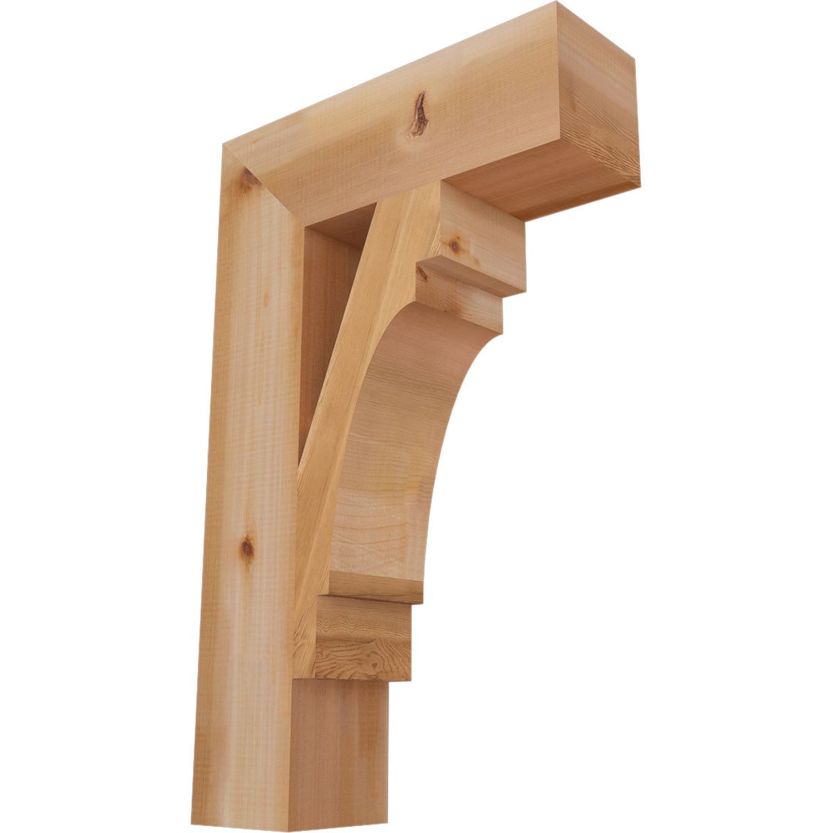 Ekena Millwork BKT06X20X32MRC05SWR Merced block smooth 5-1/2-in x 20-in x 32-in Western red cedar Brown Wood Standard bracket