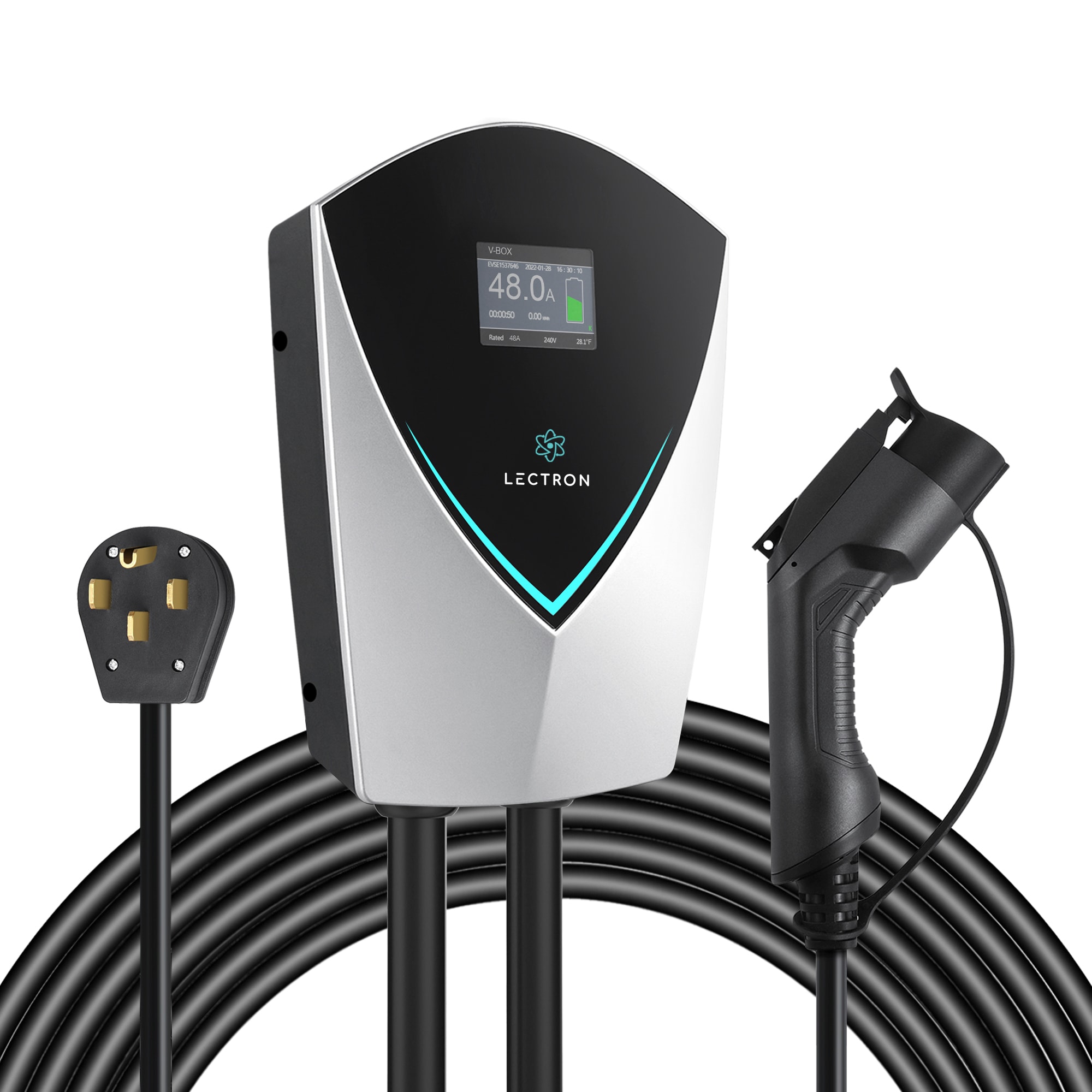 Lectron V-Box EV Charger- EnergyStar and ETL certified Level 2 48 Amps/ EV  Electric Vehicle Charging Station with 20-ft Cable