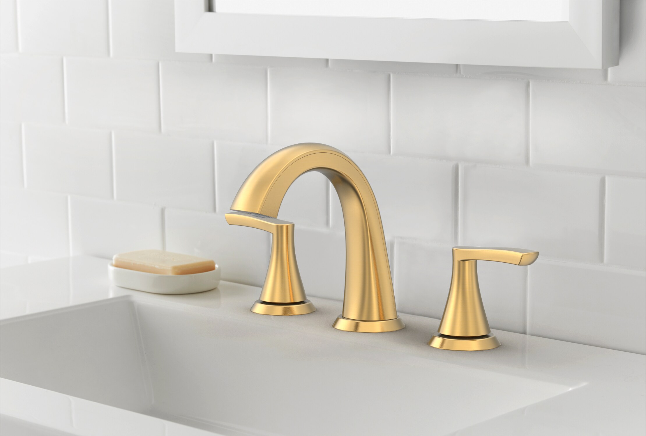 Project Source Brushed Gold Widespread 2-Handle WaterSense Bathroom ...