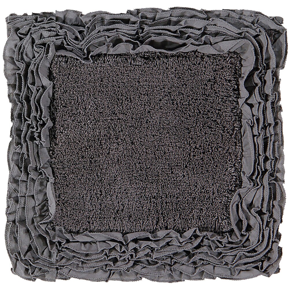 Cozy Cotton Shaggy 21"x34" Bath Rug with Ruffle Border - Gray