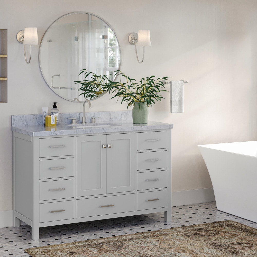 ARIEL Cambridge 54-in Grey Bathroom Vanity Base Cabinet without Top in ...