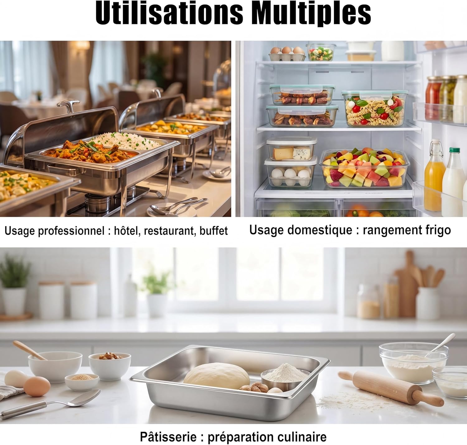 GAOMON Stainless Steel Baking Sheets Set of 2 Heavy Duty Stackable Trays Food Safe Rust Resistant Dishwasher Ready Silver
