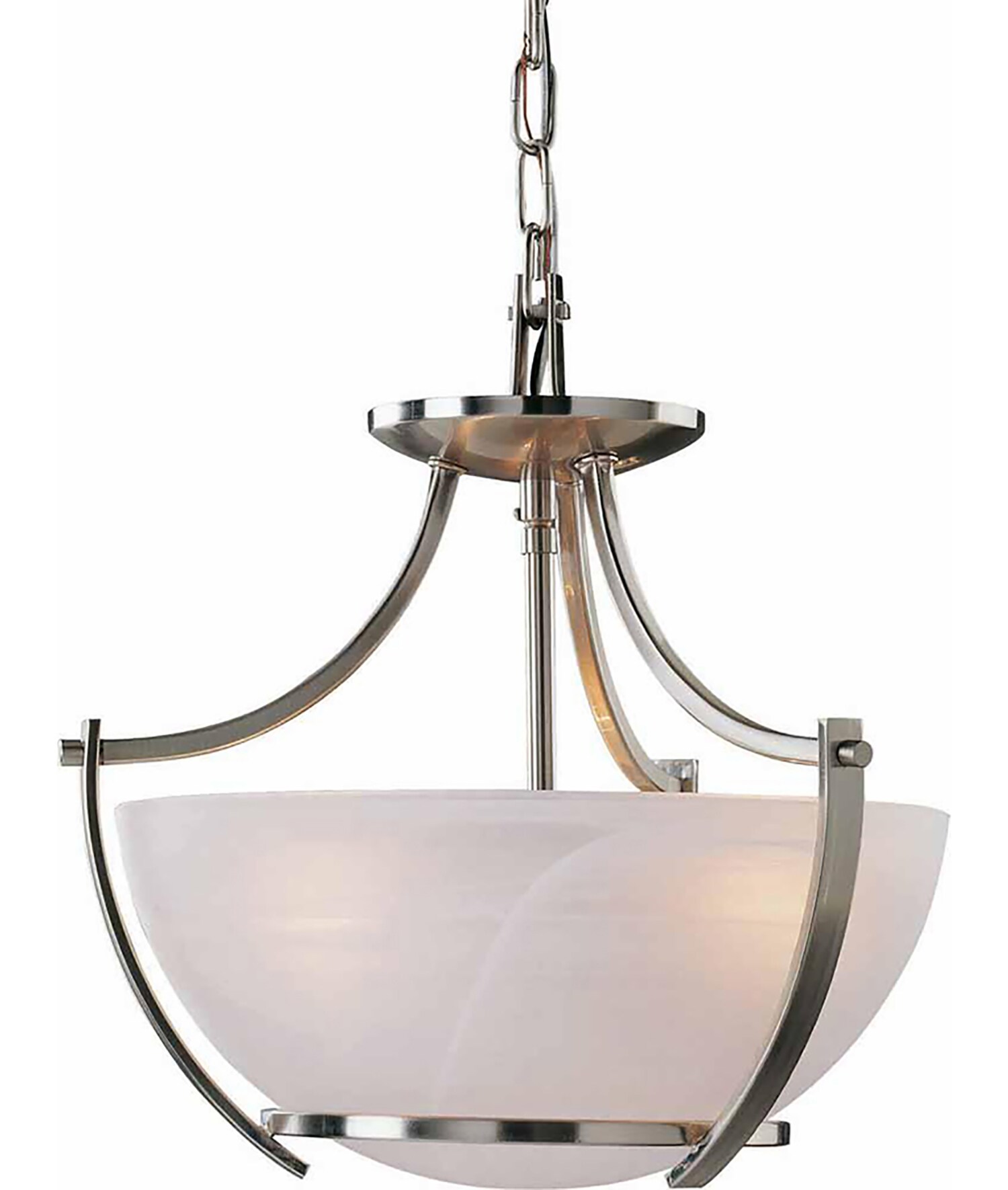 Brushed Nickel Alabaster Glass Semi-Flush Mount Light