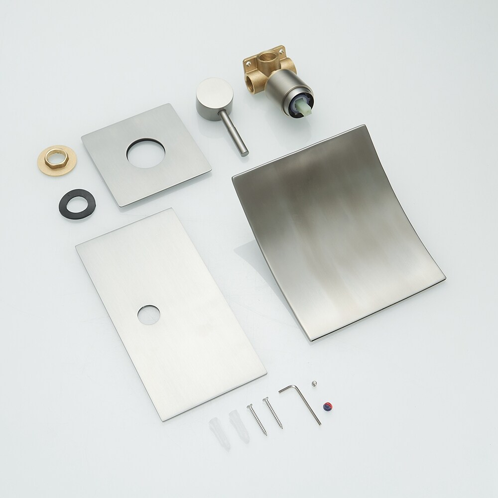 Brushed Nickel Wall Mount Waterfall Bathroom Faucet