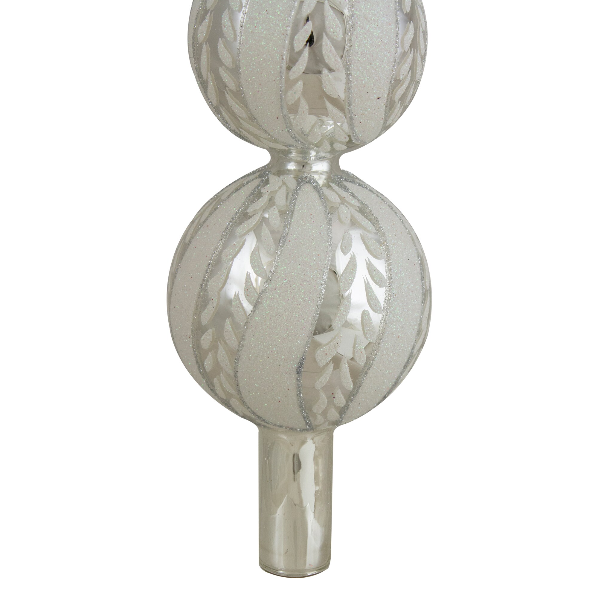 Winter White Mercury Glass Indent Finial Christmas Tree Topper