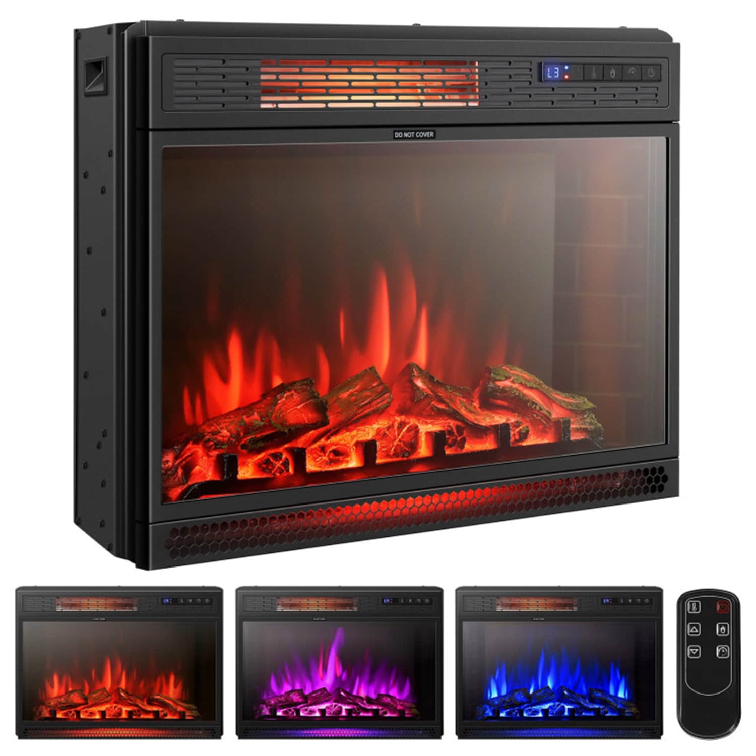 Mondawe MO-FP10560US-WH 25-in W Black Wall mount Fan-forced Flat wall Electric Fireplace with Remote Control Included