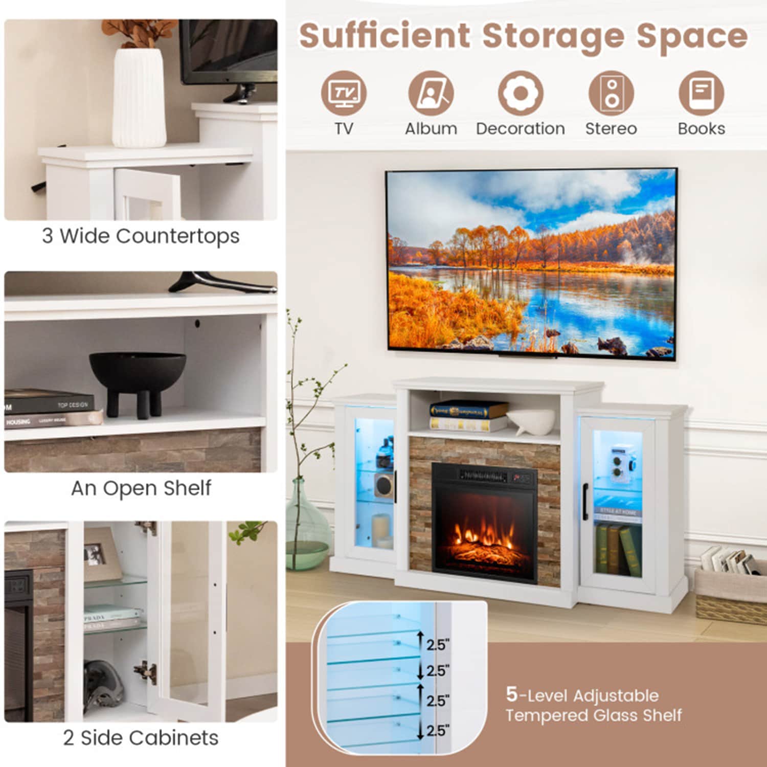 Clihome CL-FP10181WH Electric-Fireplaces - View #6