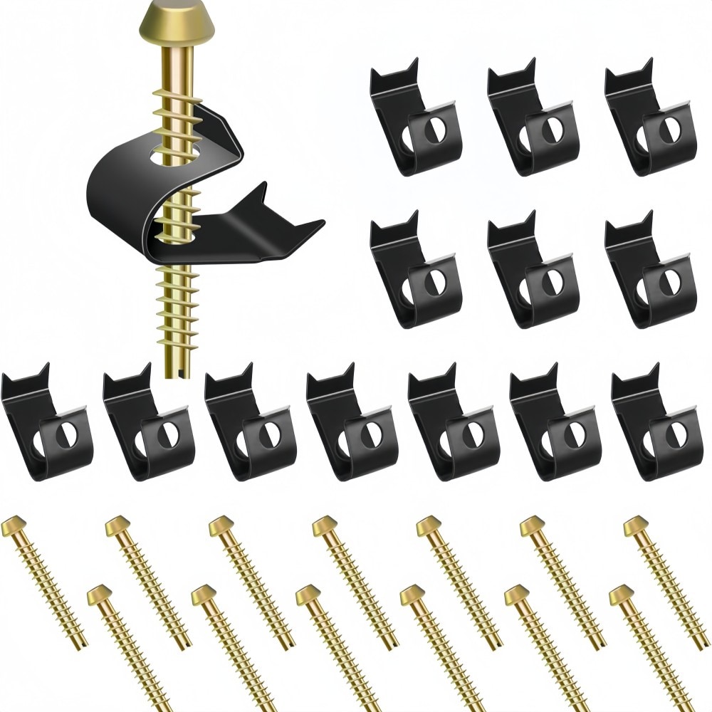 Numhew 1.5in Thick 14-Piece Sink Clips Gold Undermount Sink Clips Kit Compatible with Moen Elkay Bathroom Counters