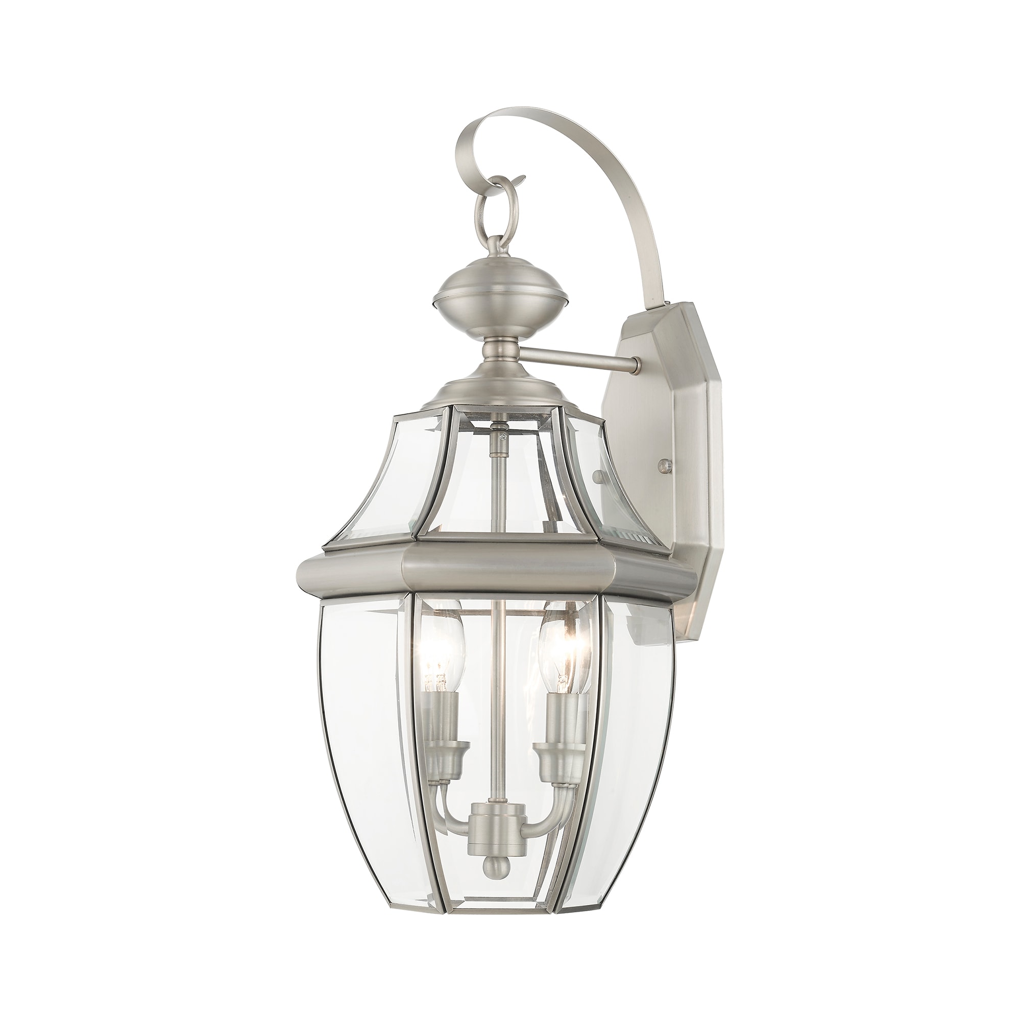 Livex Lighting 2251-91 Monterey 2 -Light 20.25-in H Brushed Nickel Hardwired Outdoor Wall Light