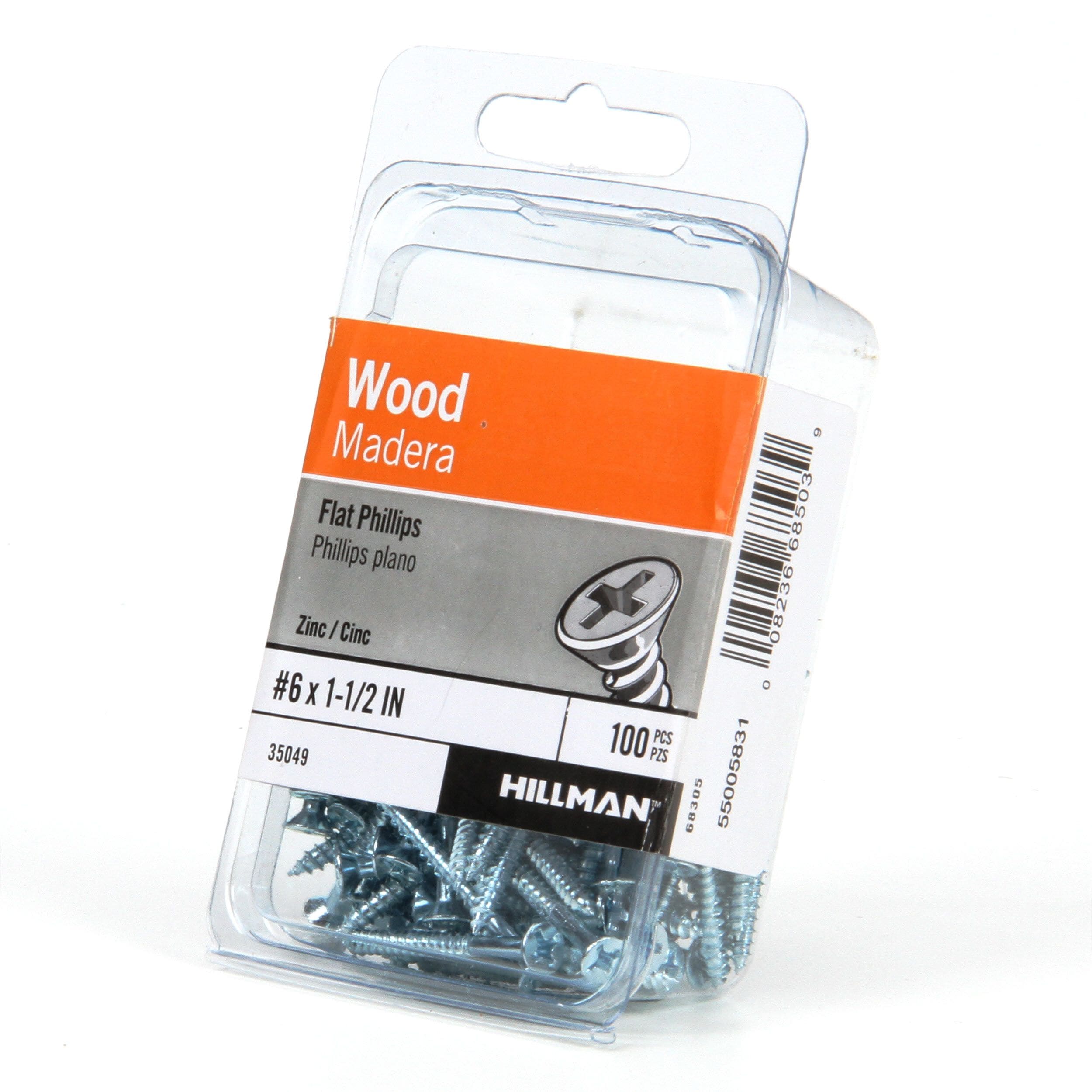 The Hillman Group 1910 6 X 1-1/2 in Zinc Flat Head Slotted Wood Screw 30-Pack 