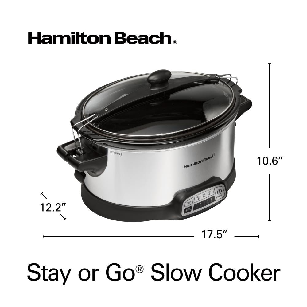 Hamilton Beach Stay or Go Portable 6-Quart Programmable Slow Cooker, Lid  Lock (33861) and Hamilton Beach Travel Case & Carrier Insulated Bag