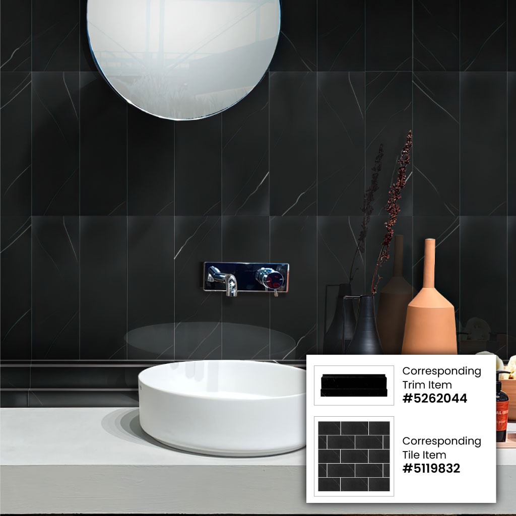 Grandis Black Polished Marble Subway Wall & Floor Tile