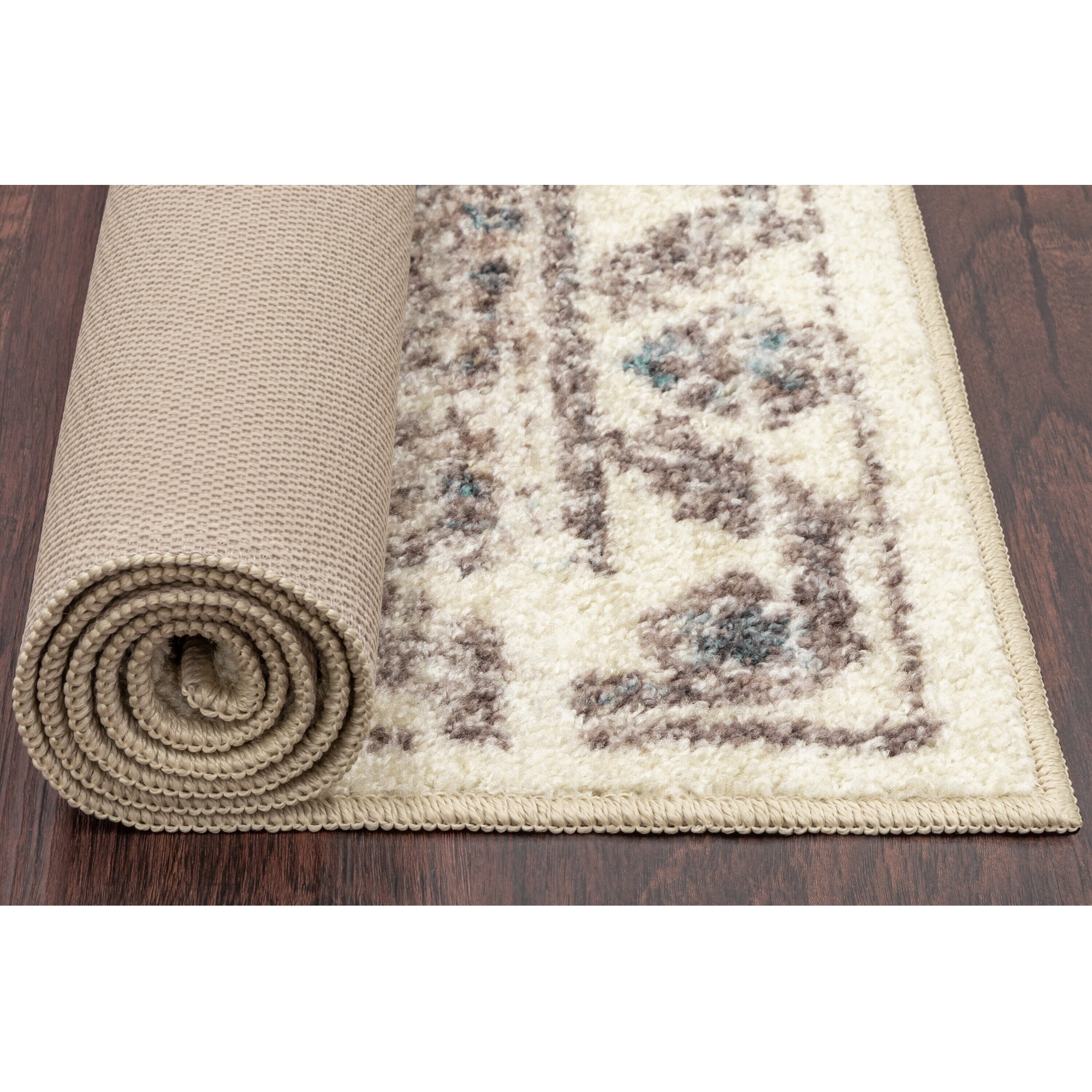 Blue and Beige Tufted Washable Synthetic Kids Rug 5' x 7'