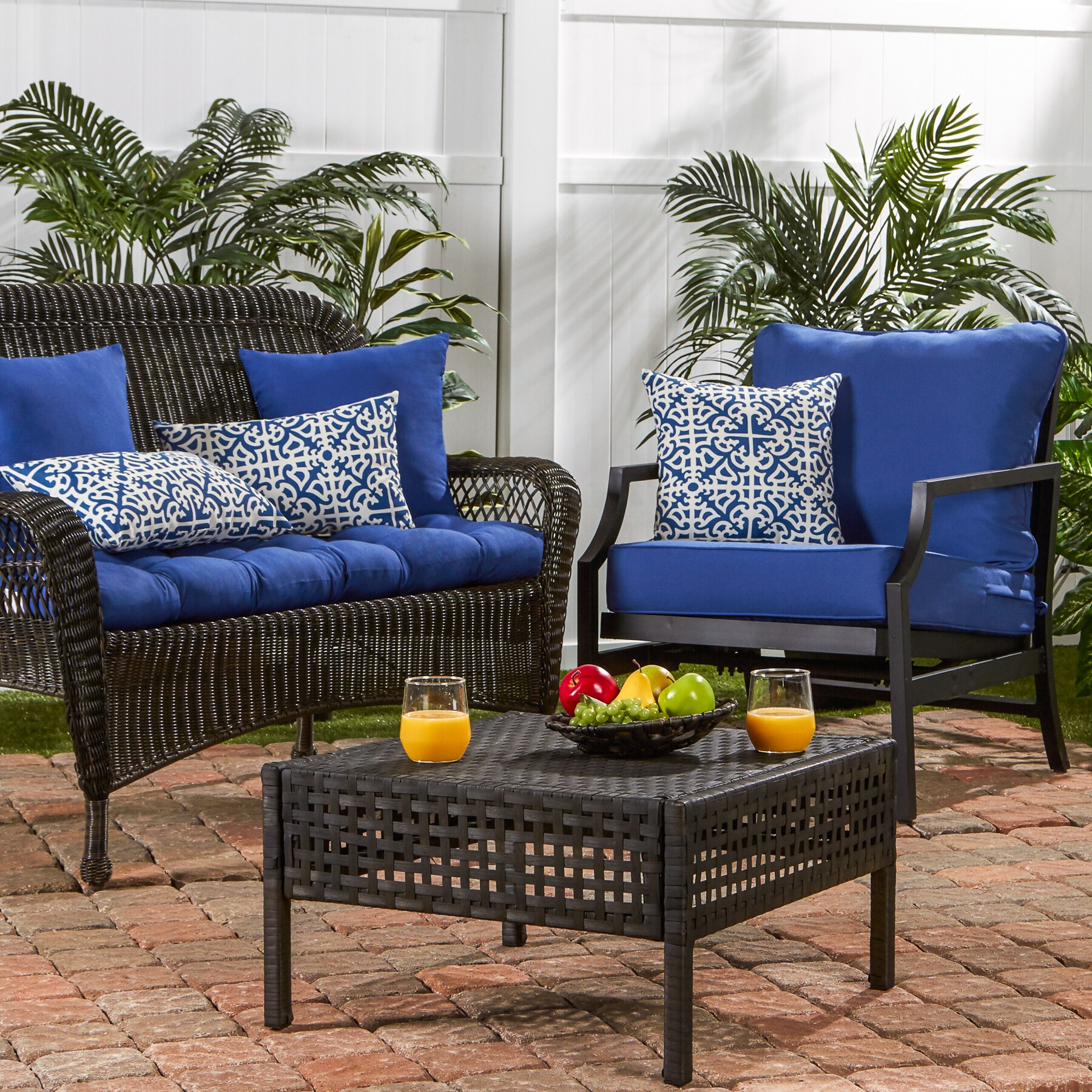 Greendale Home Fashions Solid Marine Blue Rectangle Outdoor Bench