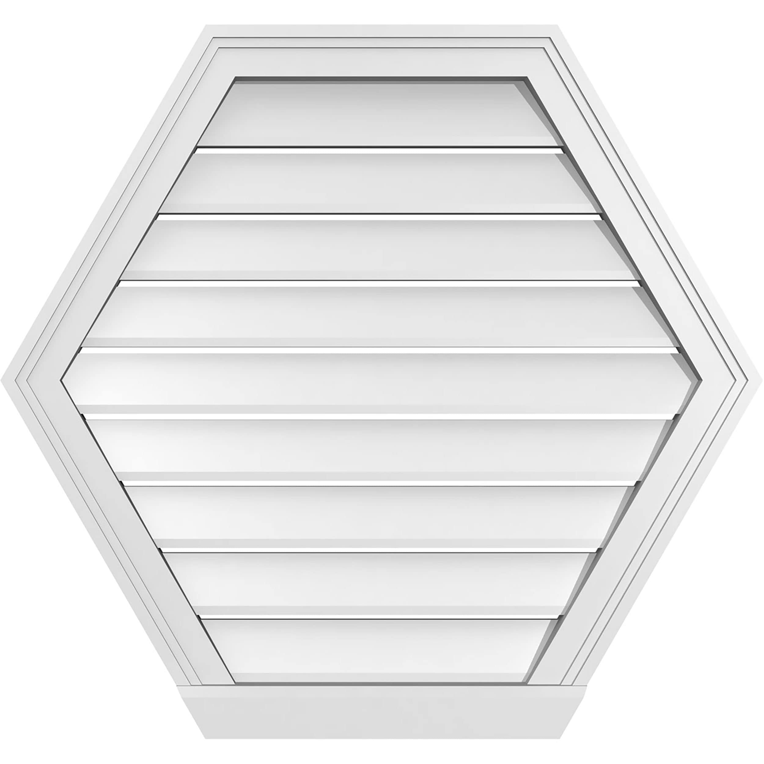 Ekena Millwork GVPHP30X2803SF 30-Inches x 28-Inches Off-white Peaked PVC Gable Louver Vent