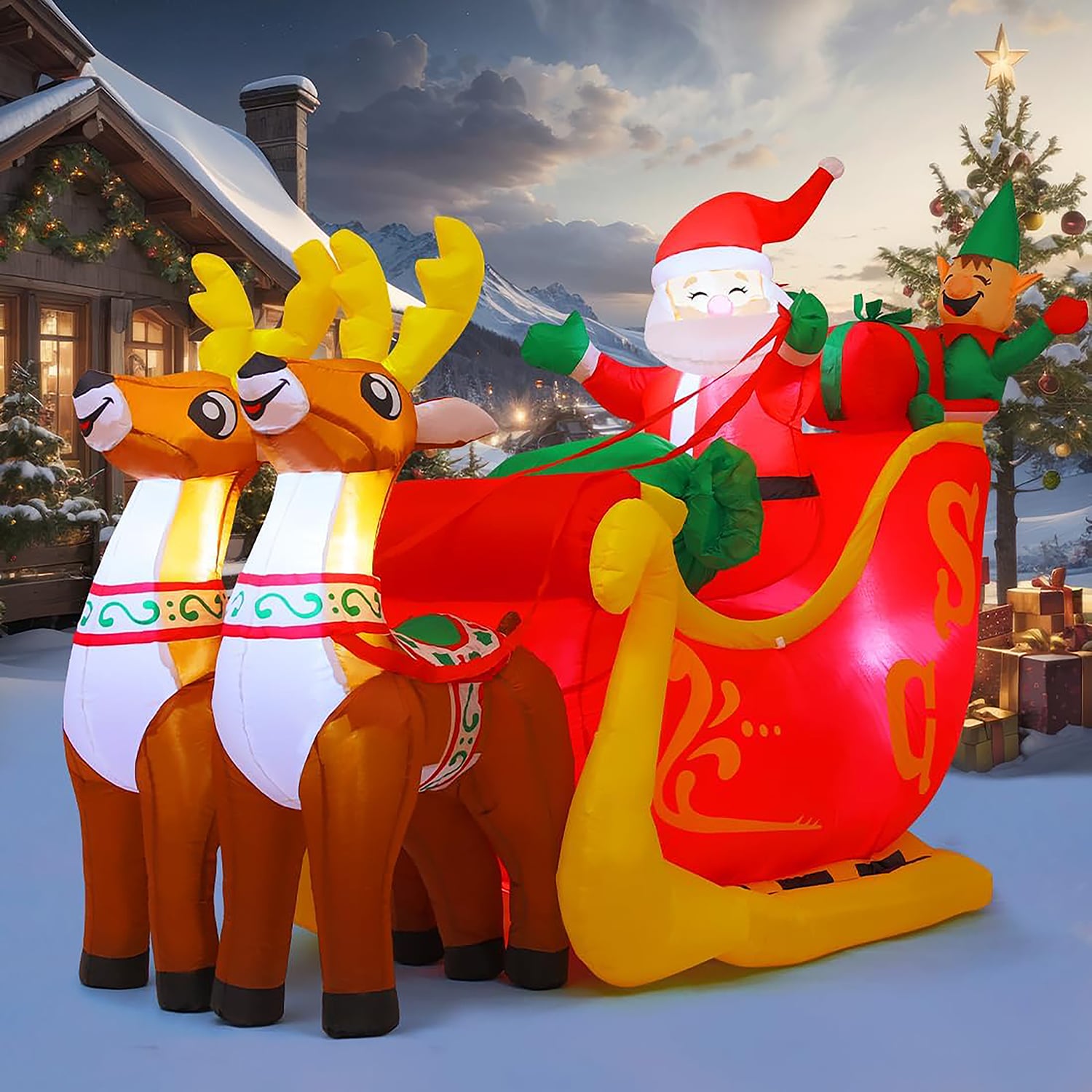 GOOSH DJ-SD-27212 4.5-Feet Lighted Sleigh Christmas Inflatable