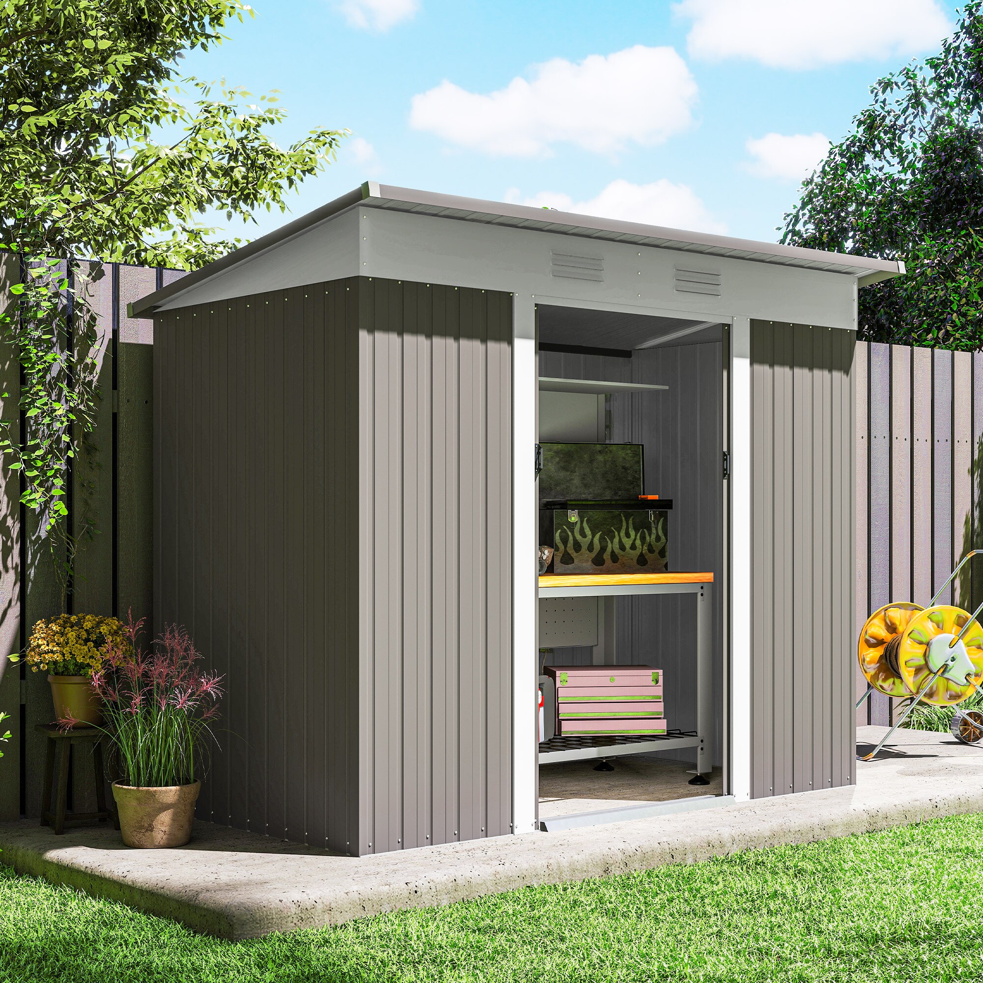 Outsunny 845-428V03GY Small-Outdoor-Storage - View #5