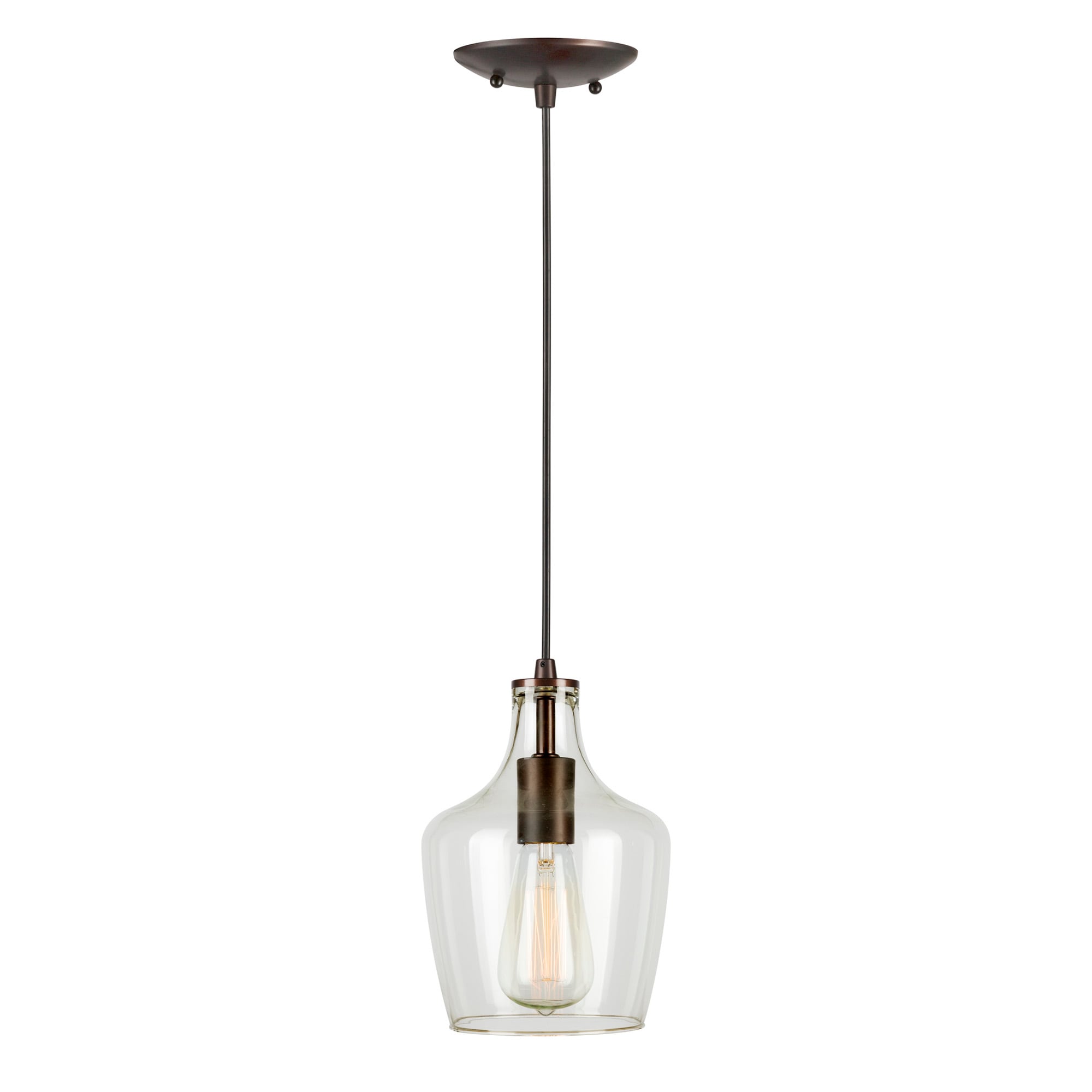 Forte Lighting 2679-01-32 Milo 1 -Light Antique bronze Modern/contemporary Clear glass Dome Mini Hanging Pendant light
