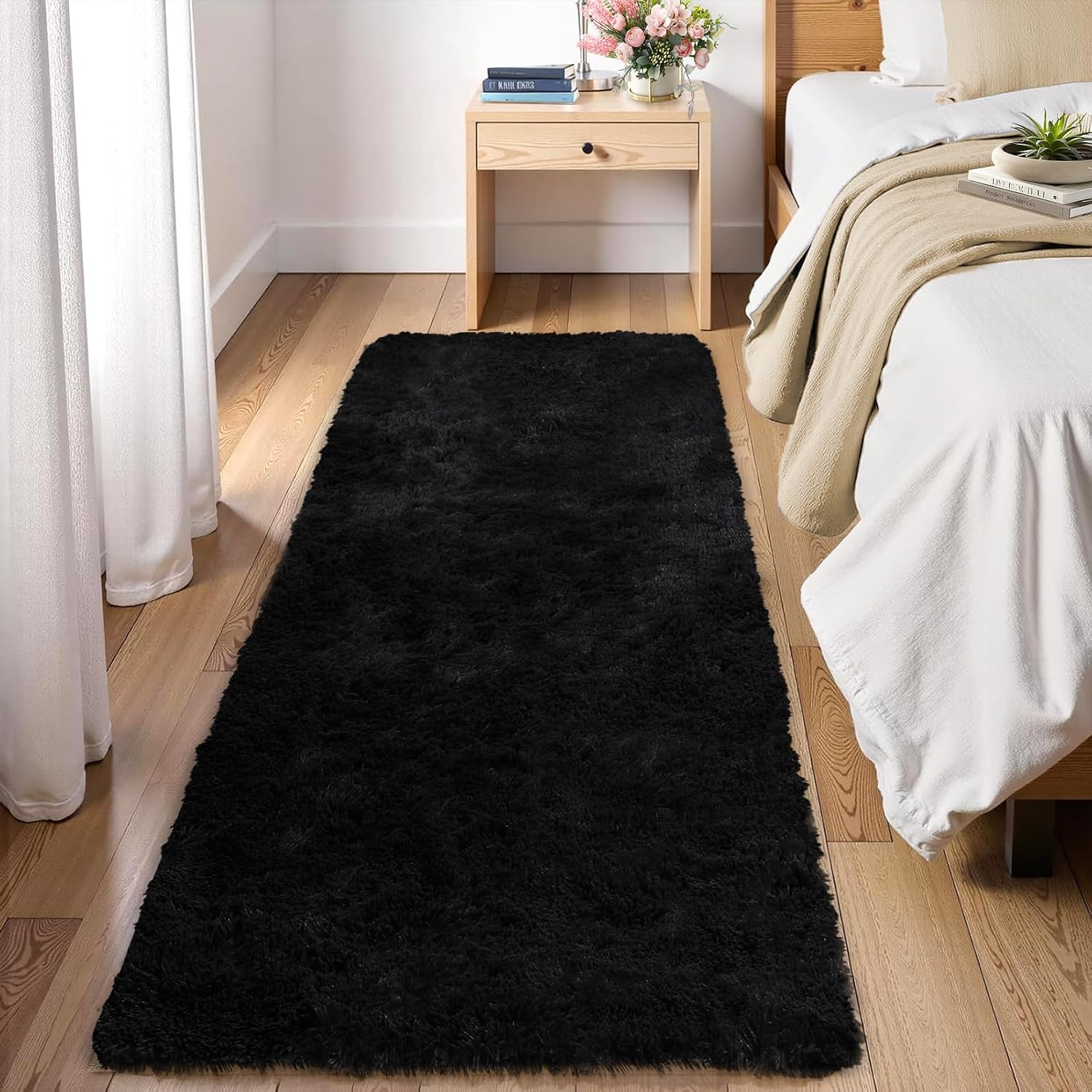 Garvee - 2x6 Ft Non-Slip Area Rug for Living Room Black