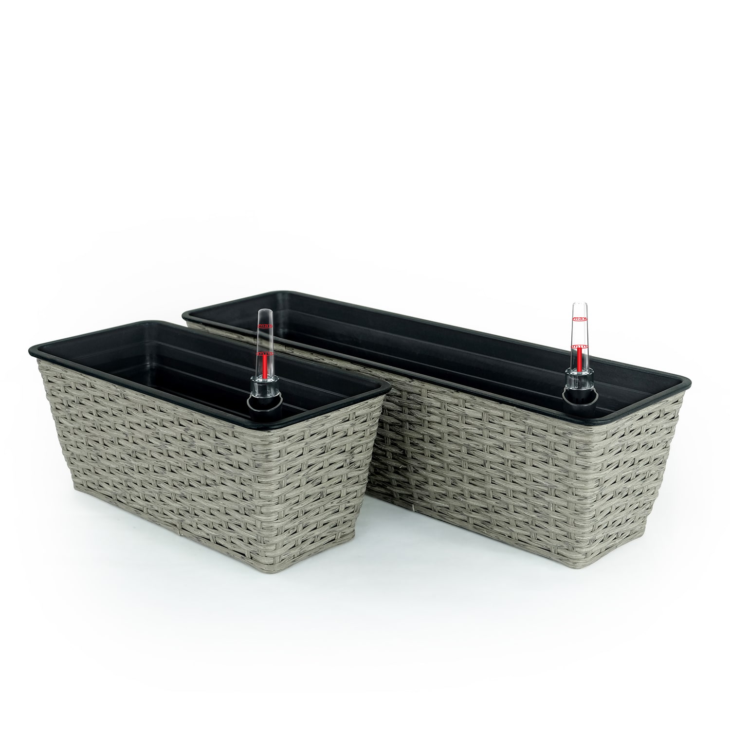 Siavonce XH44634 Rectangle 6.0-in W Medium Gray Plastic Indoor/Outdoor Planter with Drainage Holes with Self Watering