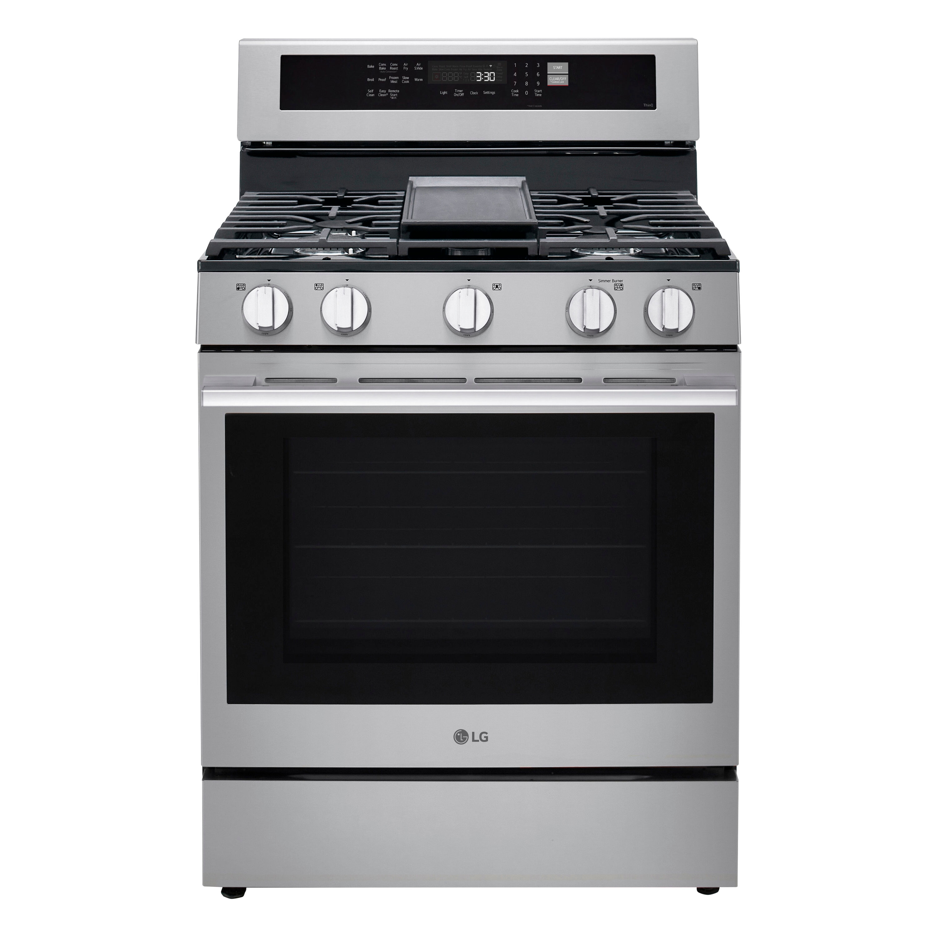 LG LRGN6325X 30-in 5 burners 6.3-cu ft Air Fry Convection Oven Slide-In Natural Gas Range ( Stainless Steel )