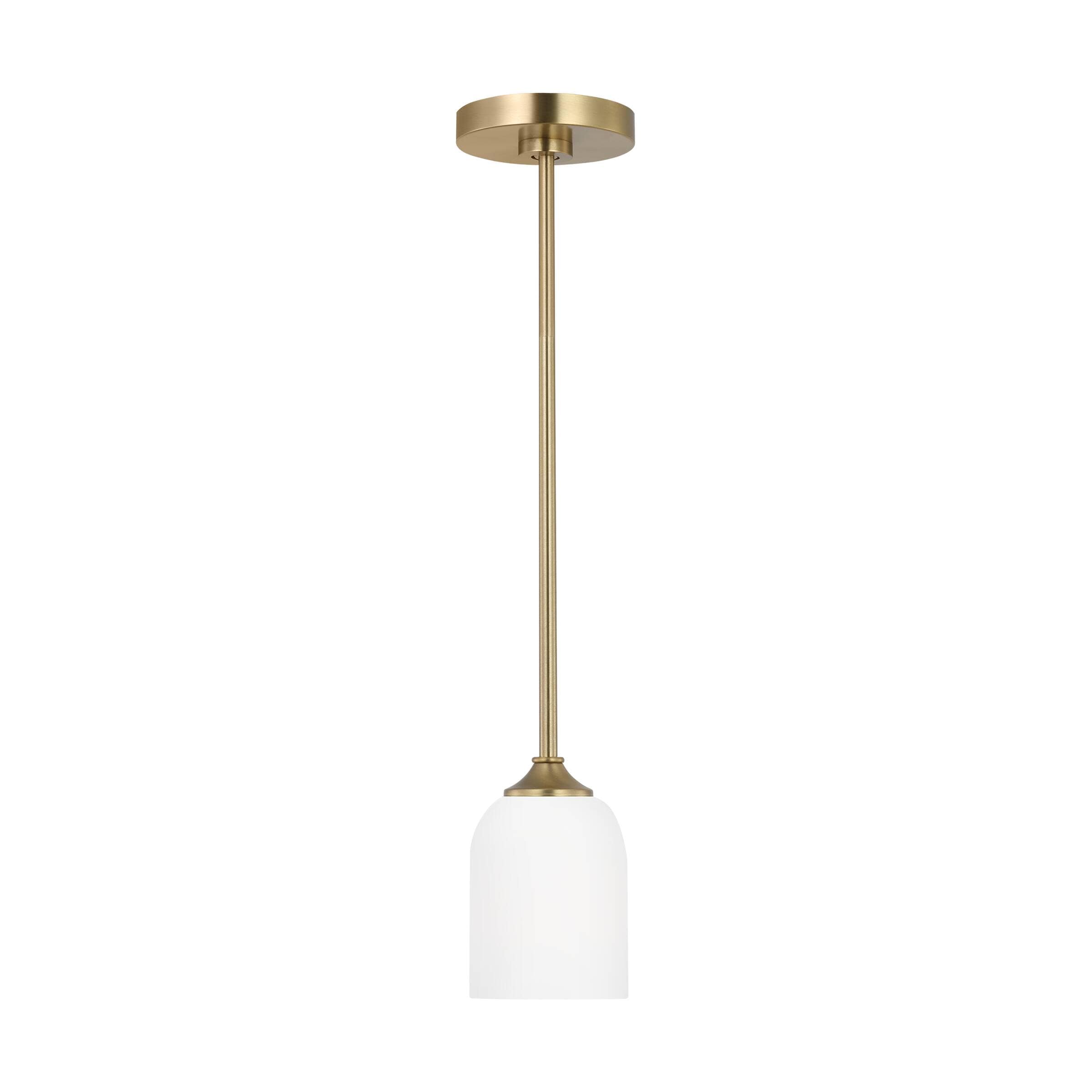 Generation Lighting GLP1021EN3/SB Emile 1 -Light Satin Bronze Traditional Etched glass Geometric Mini Hanging Pendant light