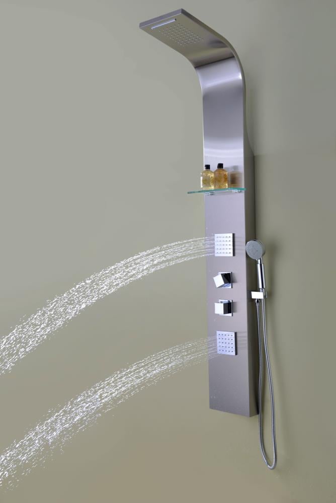ANZZI Niagara Brushed Steel Waterfall Shower Panel System with 3-way  Diverter Valve Included