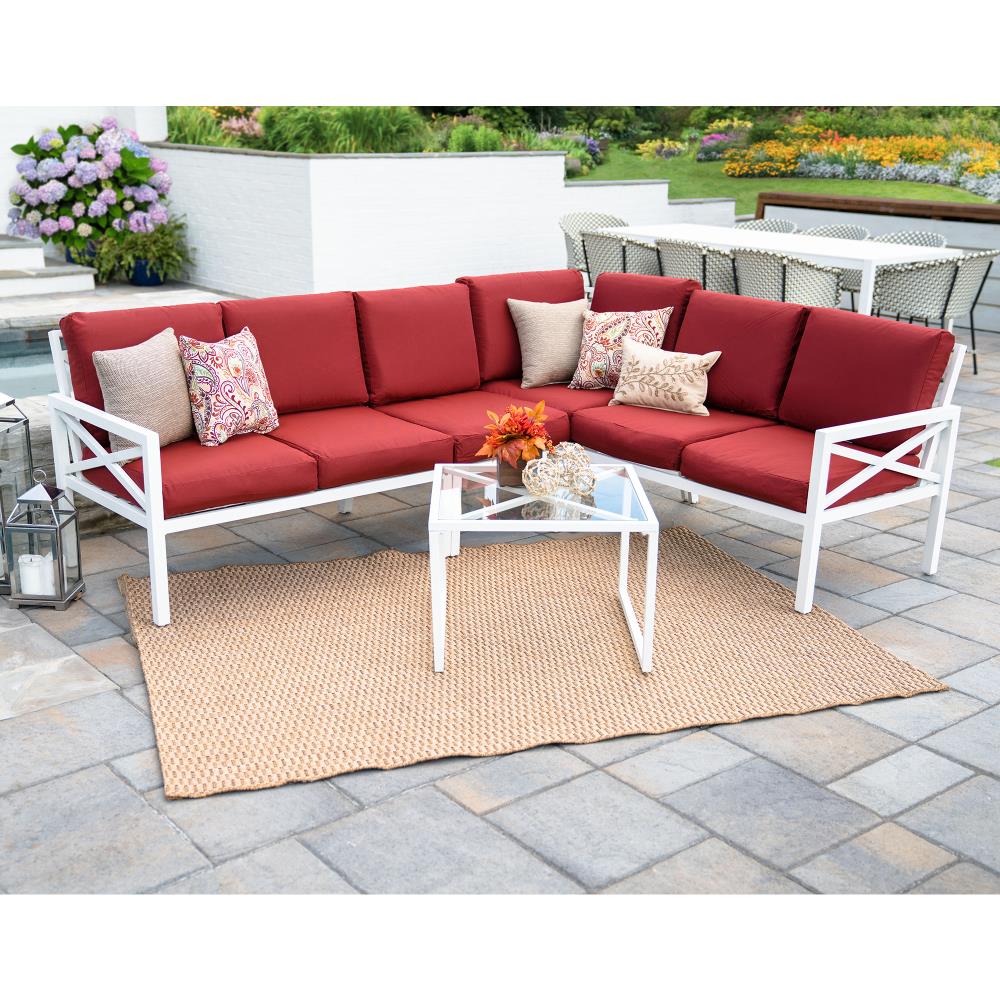 Leisure Made 610473-RED Blakely 5-Piece Patio Conversation Set with Red Cushions